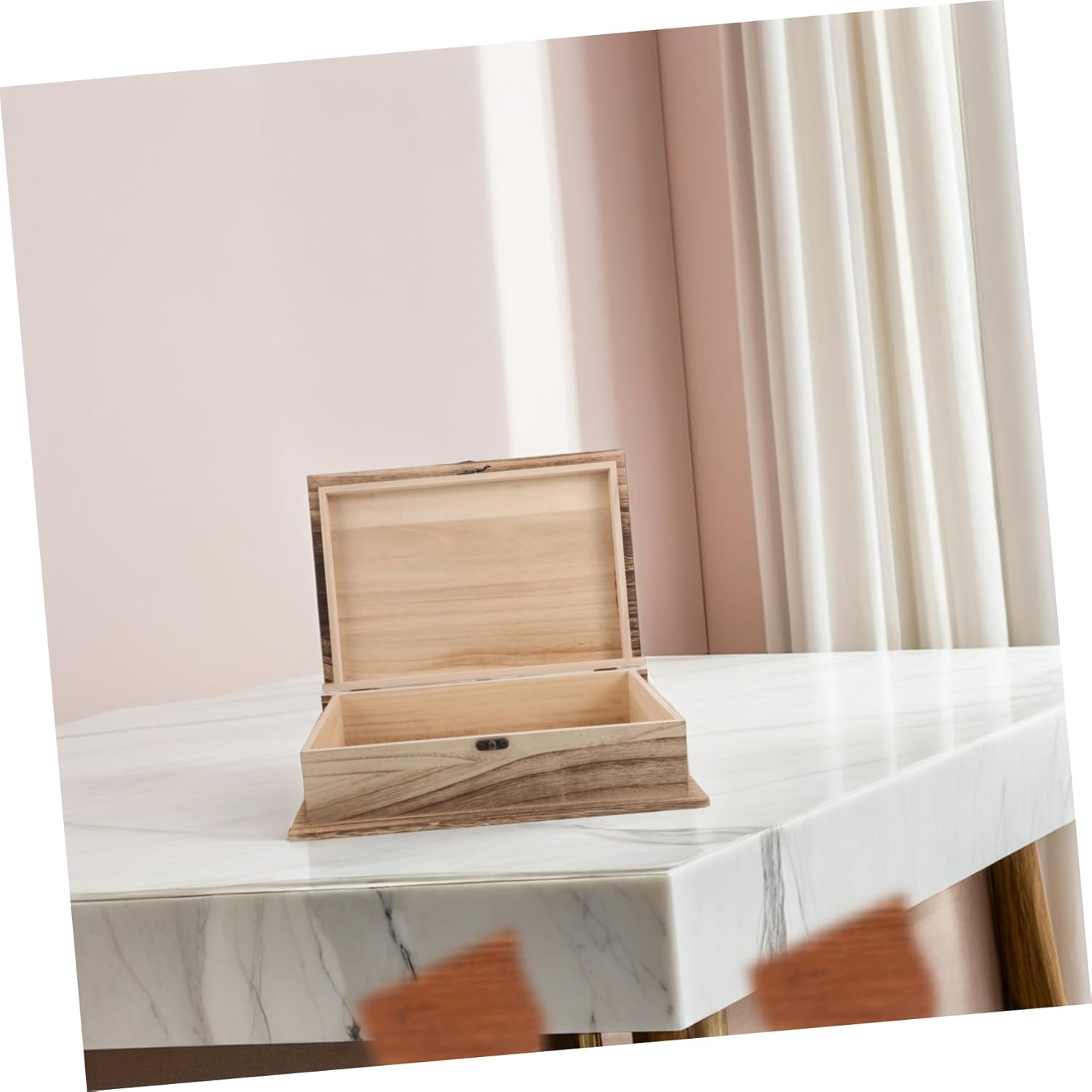 Vintage Wooden Book Storage Box Large Rectangular Keepsake Box Hinged Lid Clasp Lock Rustic Prayer Memorial Storage Case for Home and Office