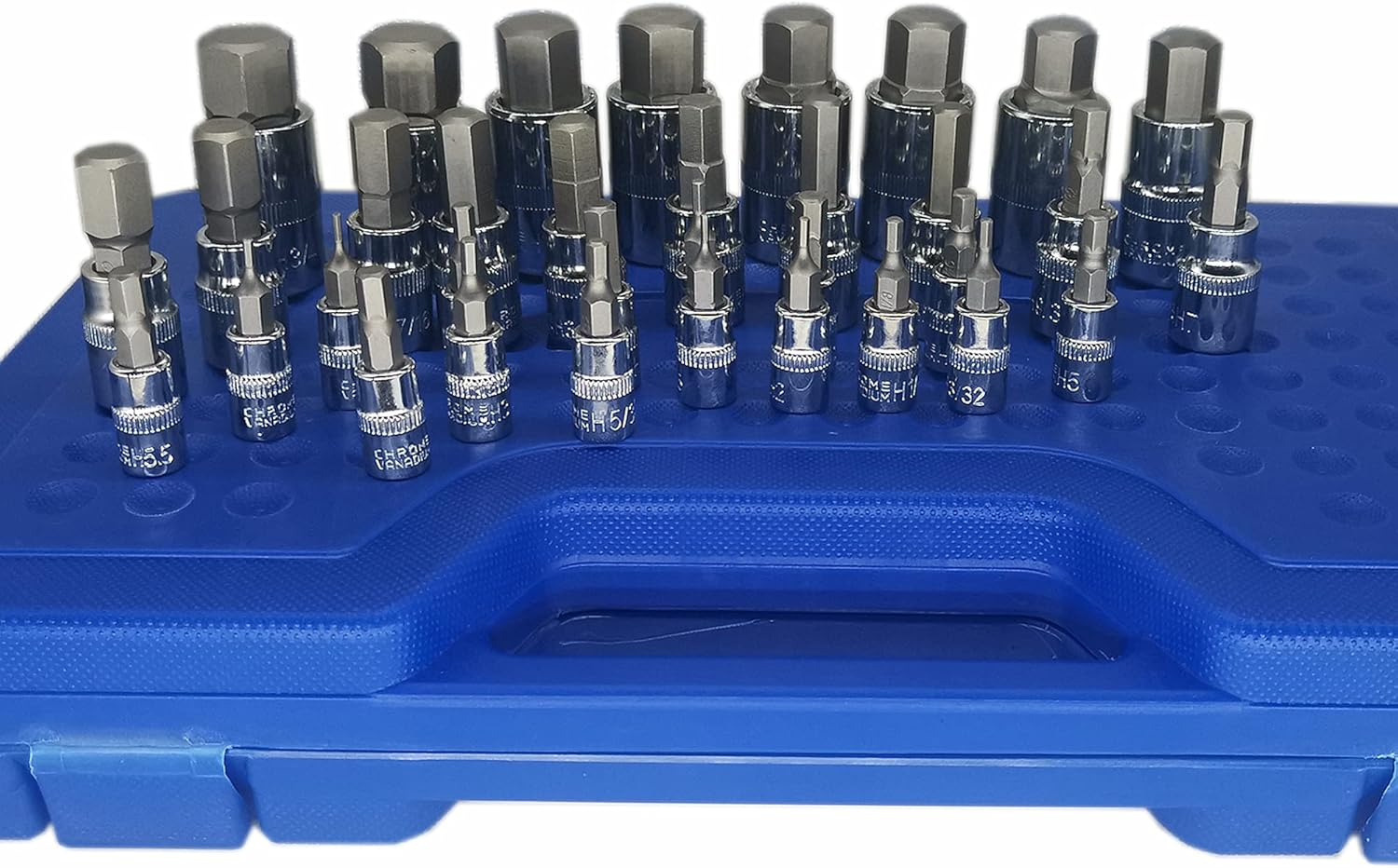 Master Hex Bit Socket Set Allen Wrench Bit Kit Hex Key for Ratchet Socket Tool SAE and Metric Set 3/8, 1/4, 1/2 Drive Socket Set 34-Piece image number 3