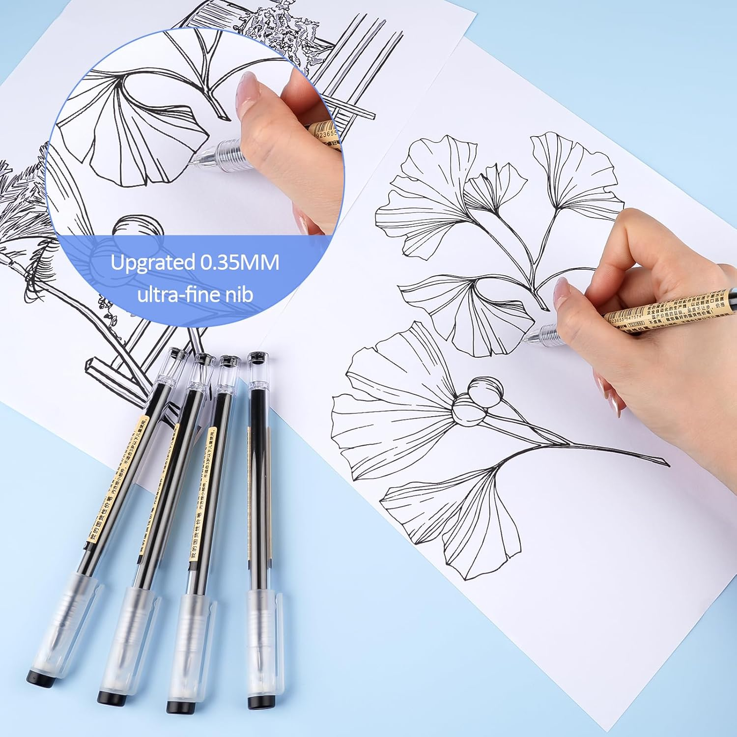 12 Pcs Gel Pens Black, Rollerball Pens, Smooth Writing Pens, Ink Pen for Writing, Liquid Ink Rollerball Pens, Pens Multipack, Handwriting Pens for School Kids Adult - 0.35Mm - Blue, Black, Red image number 3