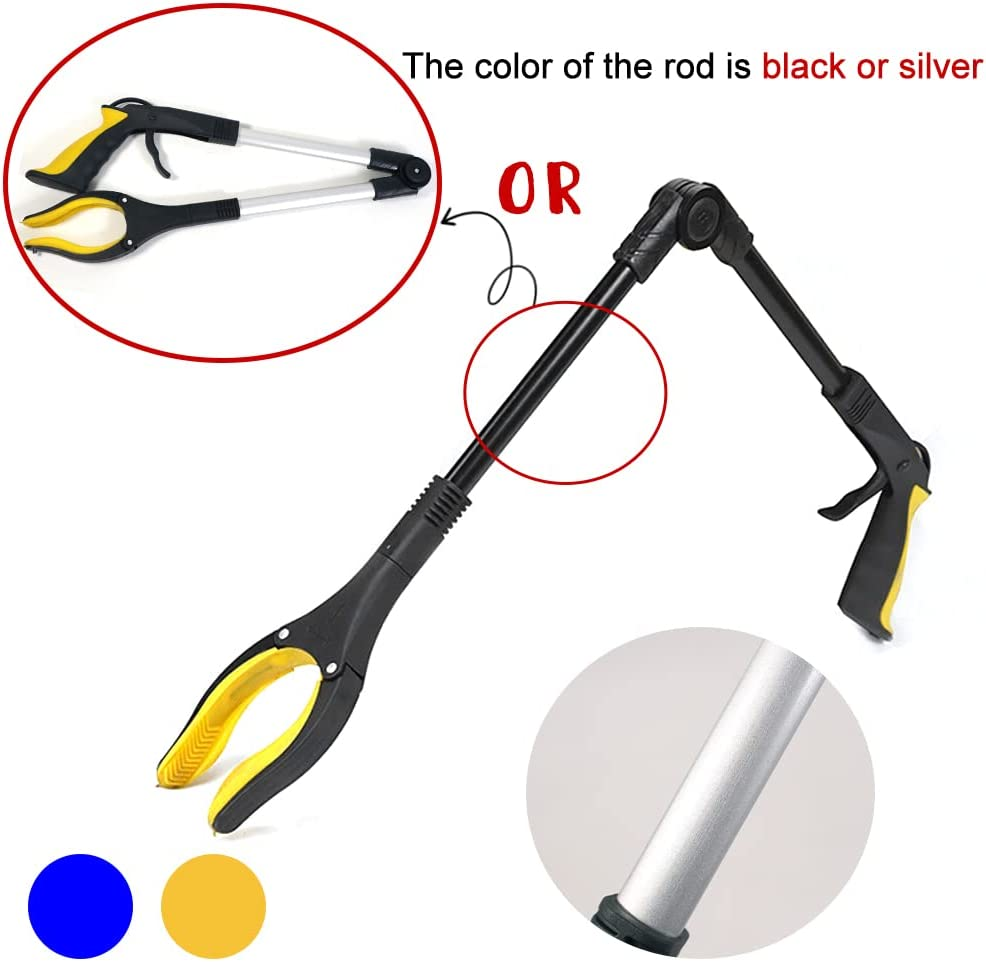 Fish Tank Accessories - 31" Aquarium Tweezers Grabber for Aquarium Landscaping Decoration Grab and Place Garbage Cleanup Foldable Gripper Multi-Function Mobility Aid Reaching Assist Tool(Blue) - 2 Folds-Yellow image number 2