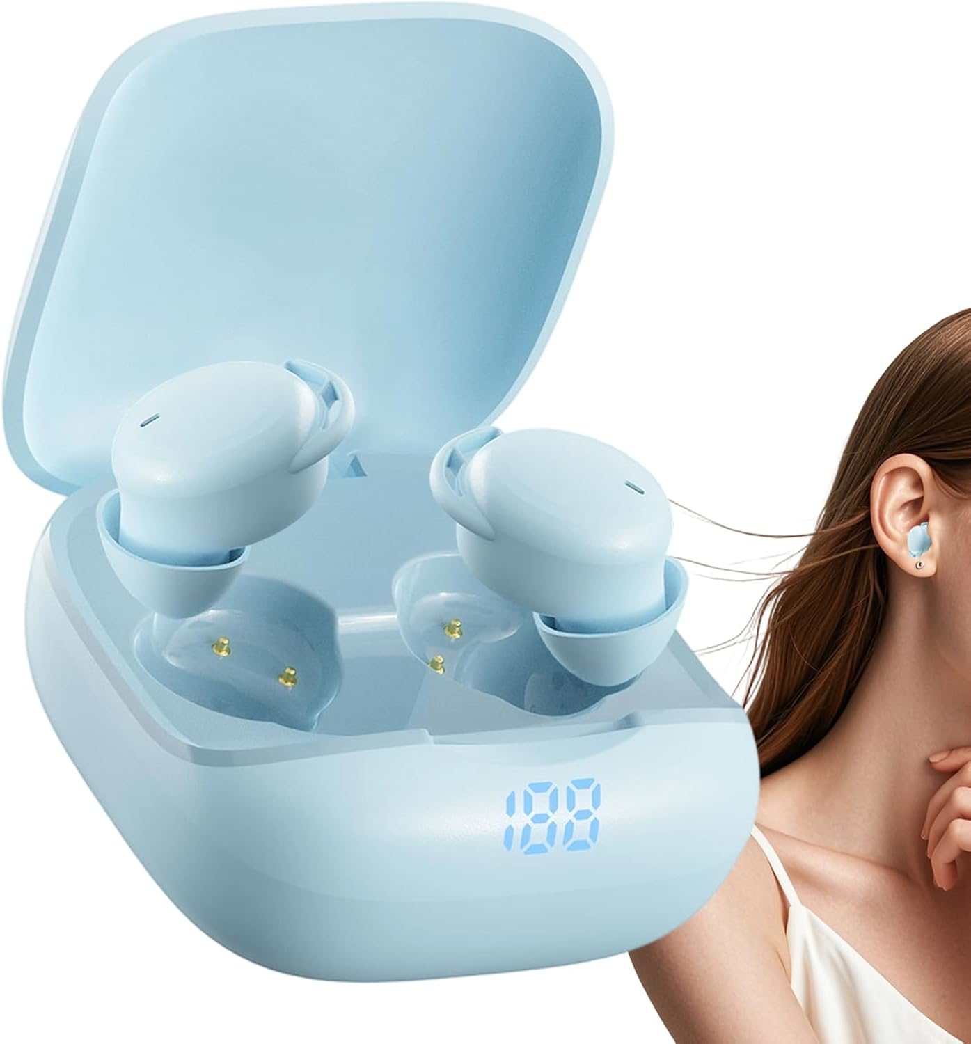 Noise Cancelling Earbuds | Mini Stereo Sound Noise Cancelling Earphones - Hearing Aids Earbuds for Sleeping | for Travel Sports Running Office Home Bed Indoor Climbing Camping - Orange image number 7