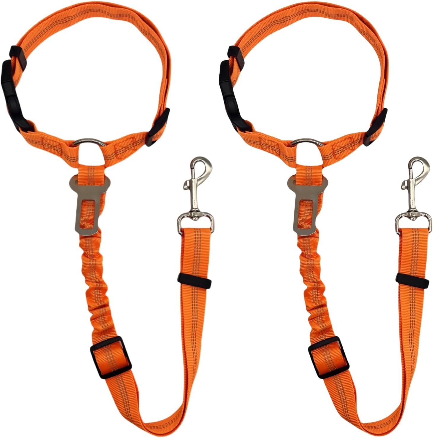 Castaic 2-In-1 Dog Seat Belt and Leash, 2 Pack Pet Safe Guard Car Seat Belt, Adjustable Seatbelt Headrest with Nylon Fabric Reflective Stripe (Black) image number 5