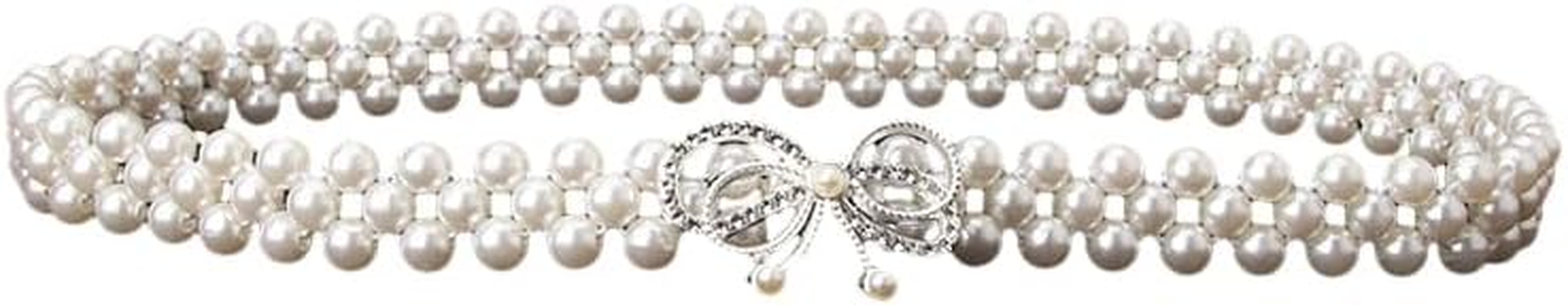 AIMALL Elegant Women'S Pearl and Rhinestone Bead Chain Belt, 26.4 Inch Decorative Dress Waistband, Chic Accessory for Formal and Casual Outfits