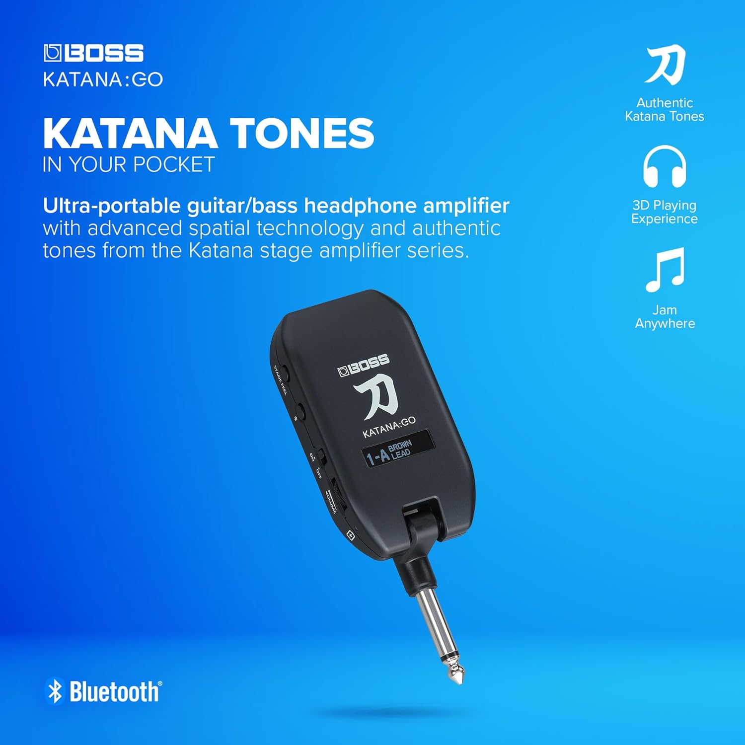 BOSS Katana:Go | Personal Headphone Amplifier for Guitar & Bass | Ready-To-Play Sounds from Stage-Class Katana Amps | Advanced Spatial Technology | Edit Tones & Stream Backing Music via Bluetooth image number 1