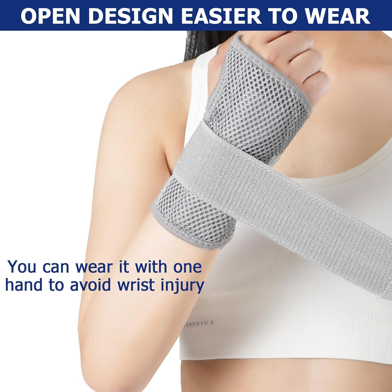 Carpal Tunnel Wrist Brace，Alleviates Tendonitis Wrist Brace Equipped with 2 Metal Stabilizers, Adjustable Wrist Support Wrap for Arthritis, Tendonitis, Sprains (Gray, L, Left) image number 2