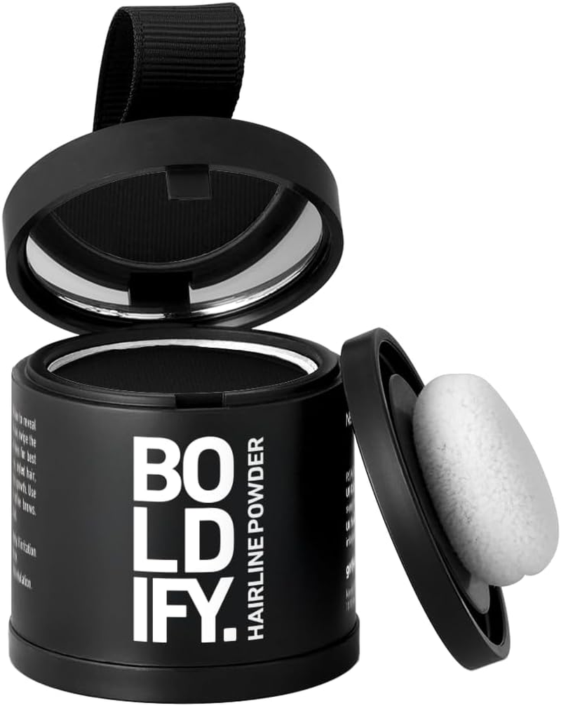 BOLDIFY Hairline Powder - Root Touch up Hair Color for Gray Coverage - Bald Spot Concealing Hair Powder for Women and Men - 24-Hour Stain-Proof (Black)