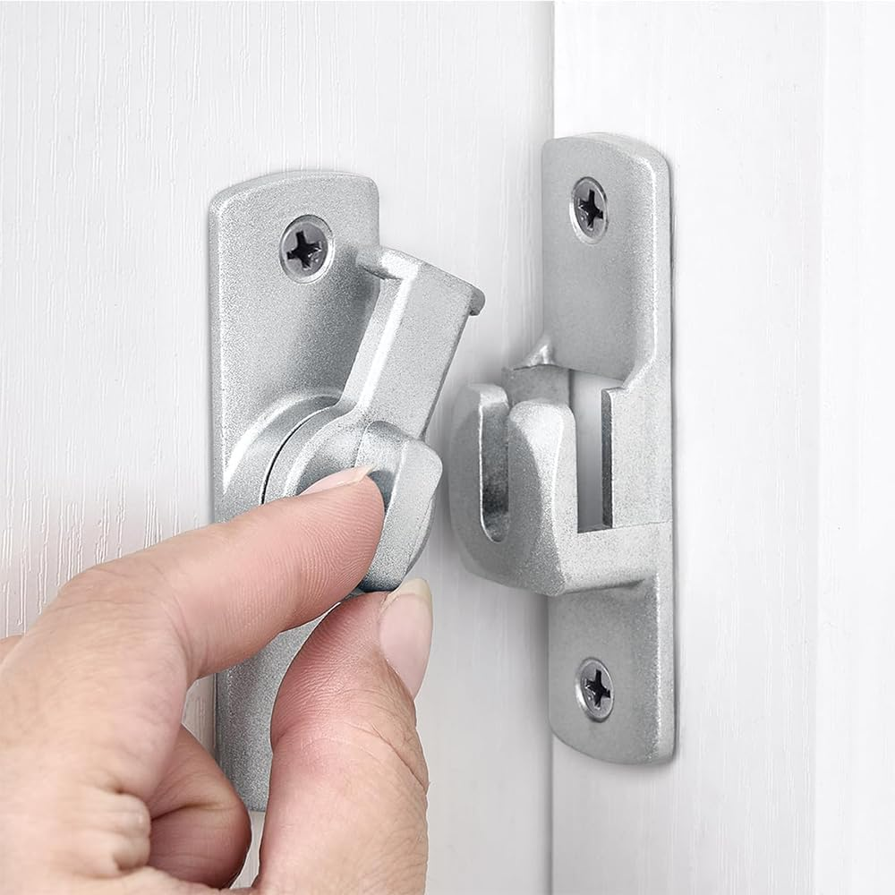 90/180 Degree Barn Door Lock & Gate Latch,Aluminum Alloy Security Hardware for Barn Doors Cabinets Windows Bathrooms Gardens and Sliding Doors