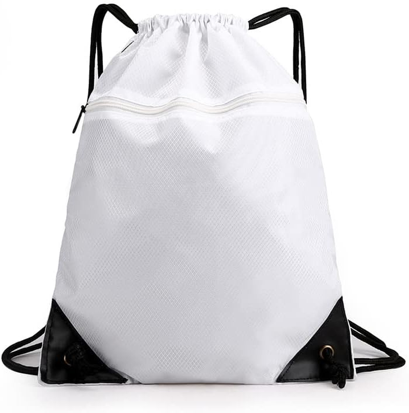 Women Mens Drawstring Backpack Bag Gym Sports Sack Portable Shoe Balls Bags, Lightweight and Spacious - 50X43 Cm - Black image number 4