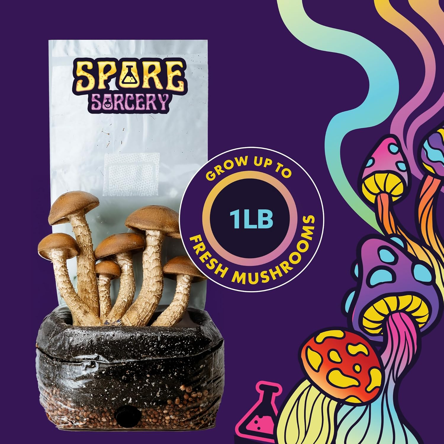SPORE SORCERY Mushroom Growing Kit | 2Lb All-In-One Mushroom Grow Kit with Proprietary Nutrients | Grows like Magic | Mycology Supplies Kit with Injection Port | High Yielding | Spores Not Included image number 5