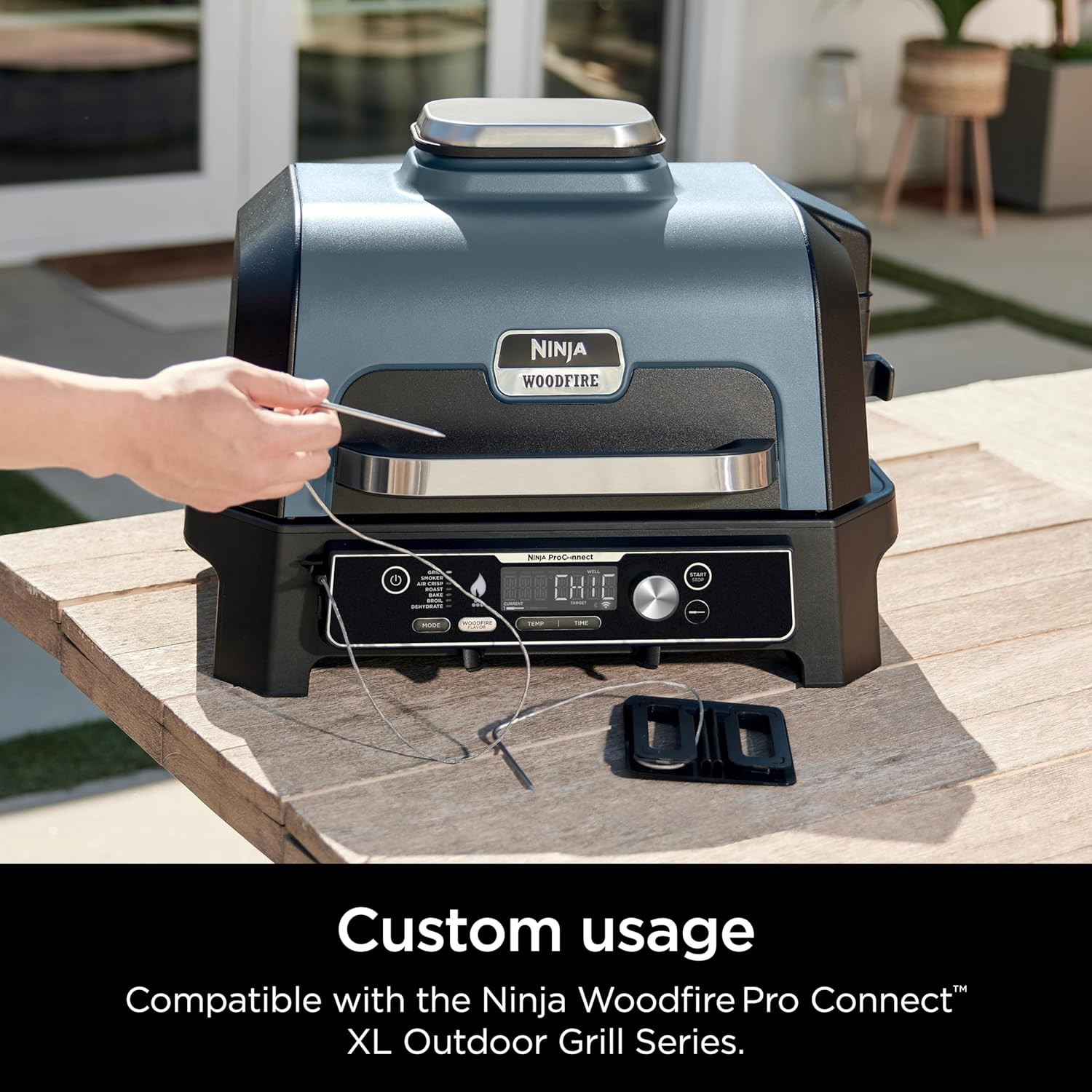 Ninja XSKPROBEXL Woodfire Smart Thermometer, Compatible with OG900 Series, Additional Thermometer to Monitor Multiple Proteins, Controlled Grilling and Smoking, Includes Dual Storage Box, Black/Silver image number 1