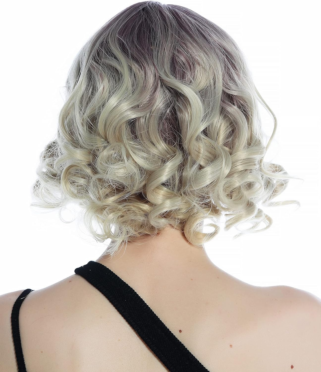 WIG ME up - SZL0832-T-003 Women'S Wig Short Pony Corkscrew Curls Ombre Dark Purple in Light Blonde image number 3
