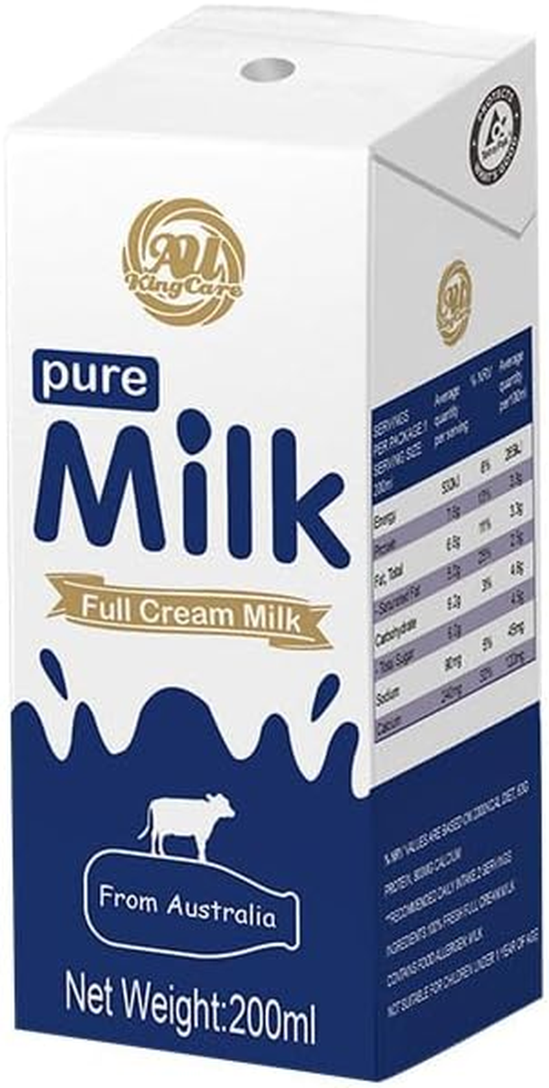 Au Kingcare Pure Full Cream Milk 200Ml*24 Boxes/Carton image number 1