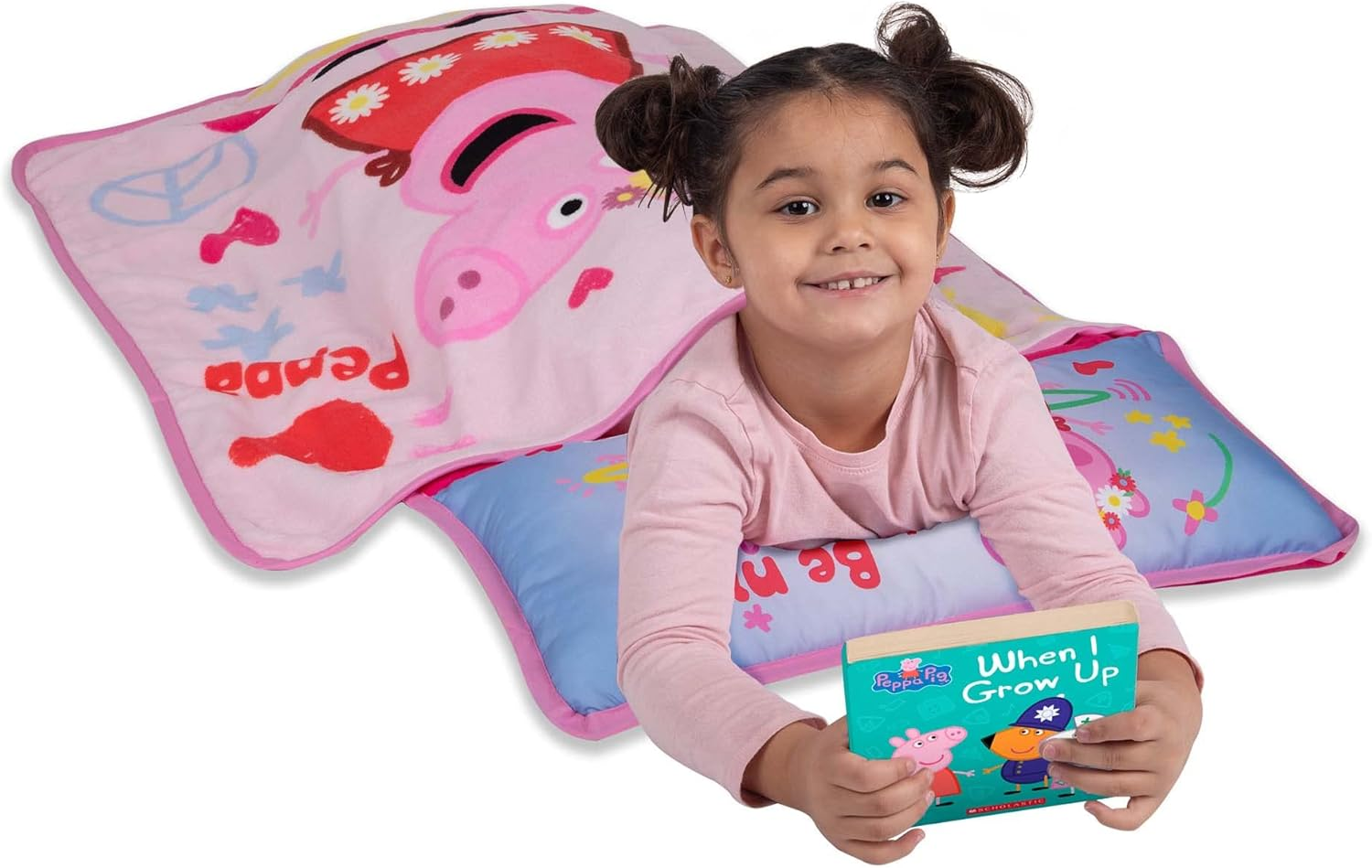 Peppa Pig I'M Just so Happy Toddler Nap-Mat - Includes Pillow and Fleece Blanket &ndash; Great for Girls or Boys Napping during Daycare or Preschool - Fits Toddlers image number 2