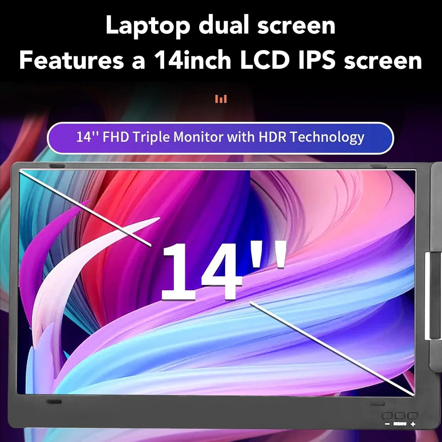 14 Inch Triple Portable Monitor, 1080P LCD IPS Dual Screens Extender with 178&deg; Viewing Angle, Adjustable Stand, Multitasking Supported for Laptop PC (X90A AU Plug) image number 4