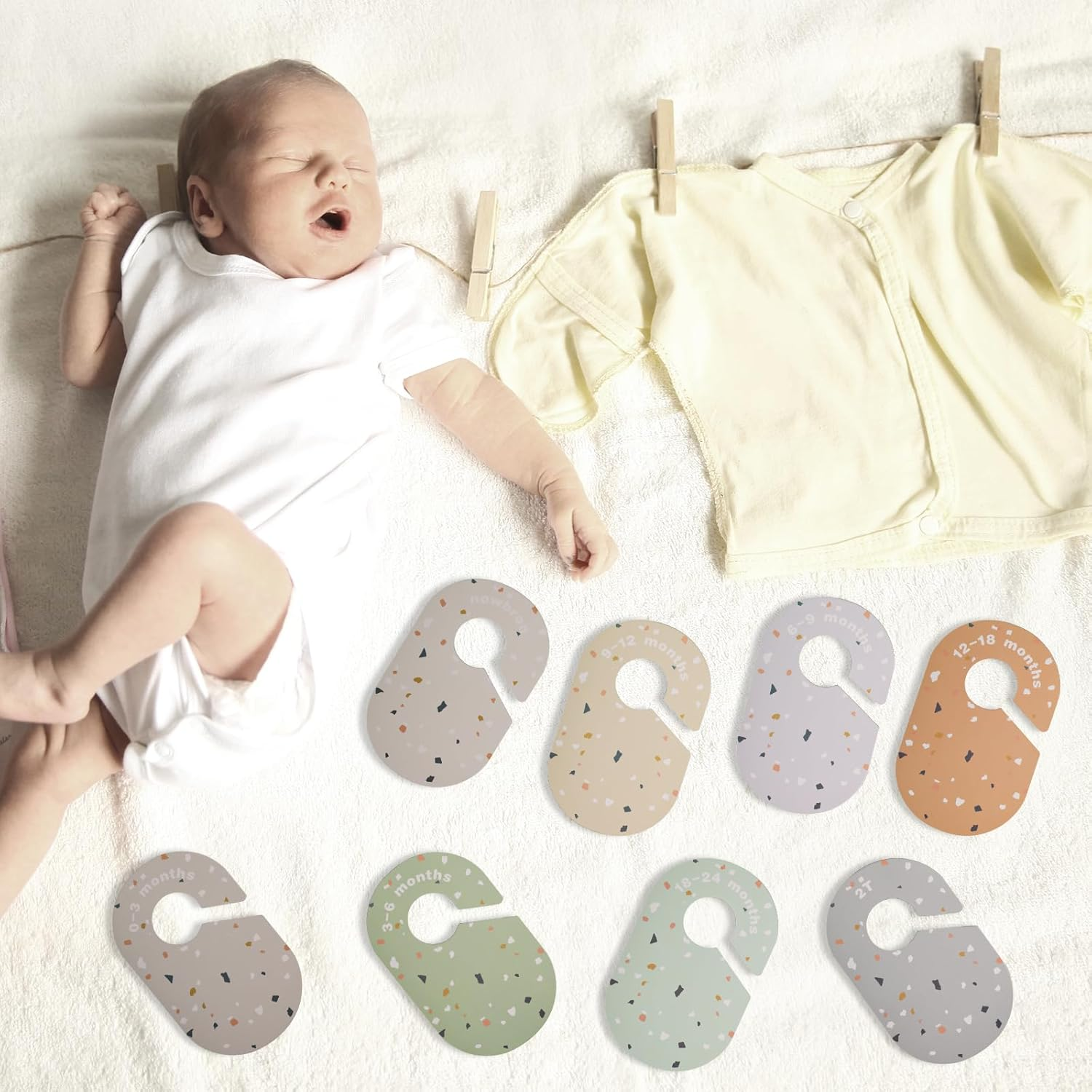 8Pcs Baby Wardrobe Dividers, Nursery Hanger Dividers Baby Shower Nursery Gift Set Baby Size Clothes Organizer Dividers Nursery Closet Dividers for Expecting Mothers image number 1