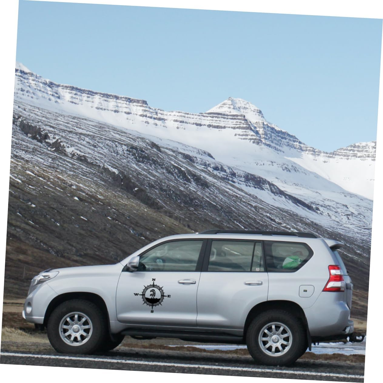 MAGICLULU Compass Mountain Car Stickers Wolf Vinyl Decal Black Vinyl Automotive Hood and Truck Door Vehicle Body Sticker for Outdoor Adventure Vehicles image number 5