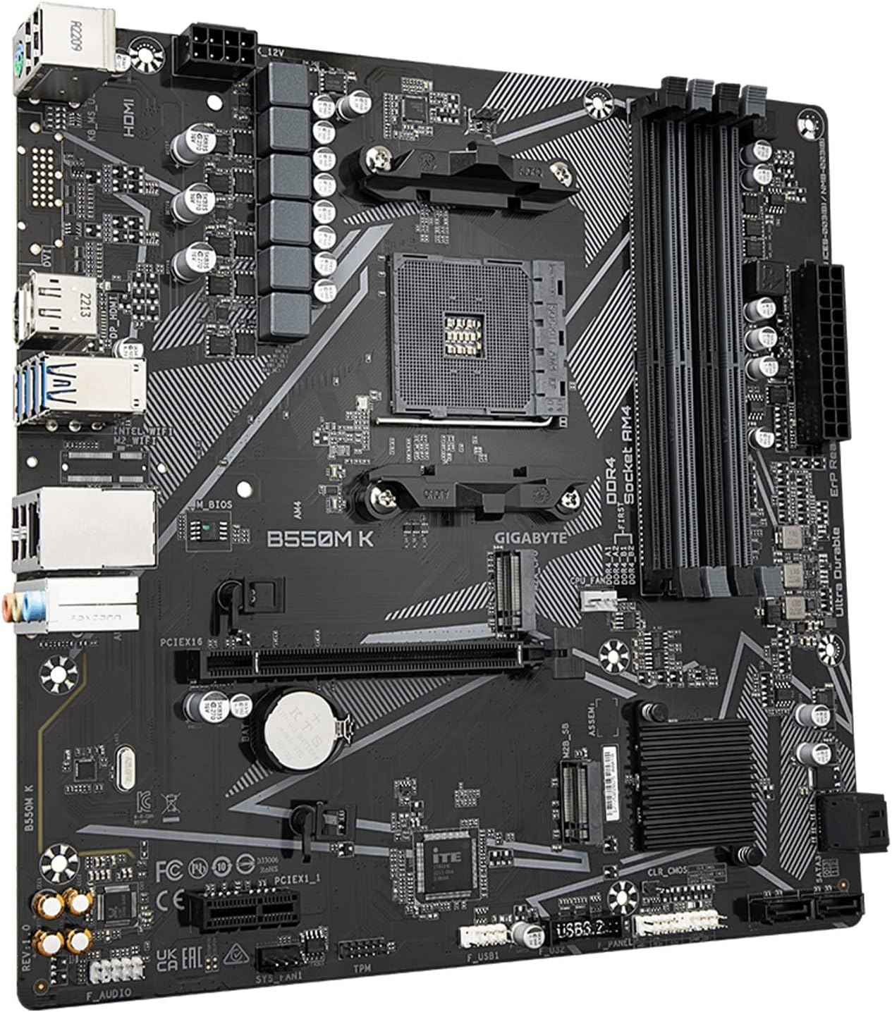 GIGABYTE B550M K Motherboard, Supports AMD AM4 Ryzen 5000 Processors, Micro-Atx, DDR4, Dual M.2, SATA 6Gb/S, Realtek Gbe LAN, Pcie 4.0 image number 1