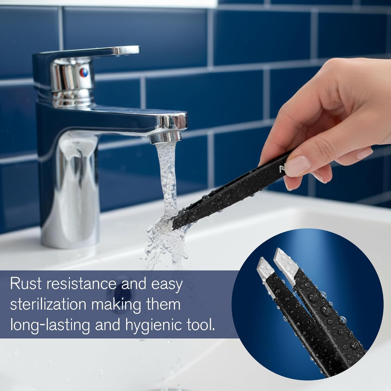 4Pcs Professional Tweezer for Facial Hair Women & Men Stainless Steel Precision Tweezers for Ingrown Hair Tweezers for Men & Women (Shiny Black) image number 2