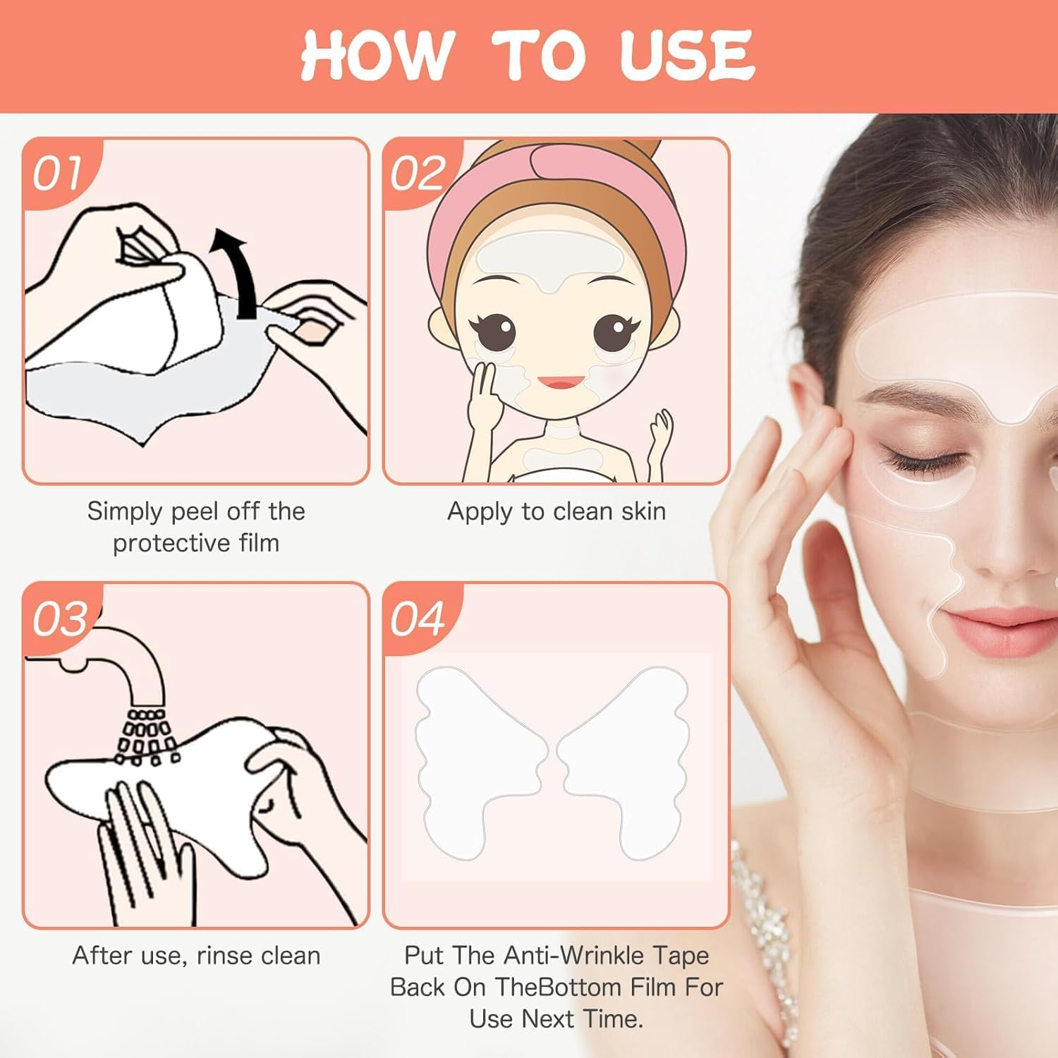 11Pcs Face Wrinkle Patches,Neck & Forehead Wrinkle Patches,Silicone Face Patches anti Wrinkle Patches to Reduce Fine Wrinkles,Reusable Skin Lines Prevention Wrinkle Pad for Women and Men image number 1
