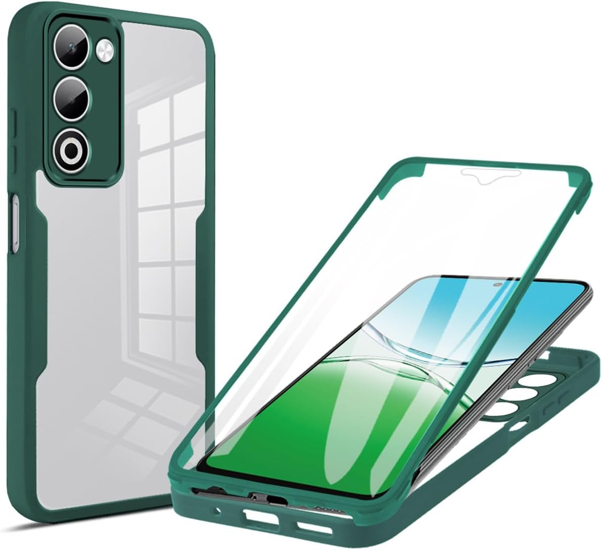 UPLAI Transparent Case for Xiaomi Redmi 15 4G/5G, 360 Degree Full Body Military Grade Shockproof Mobile Phone Case Built-In Screen Protector, Soft TPU Bumper Protective Case, Purple