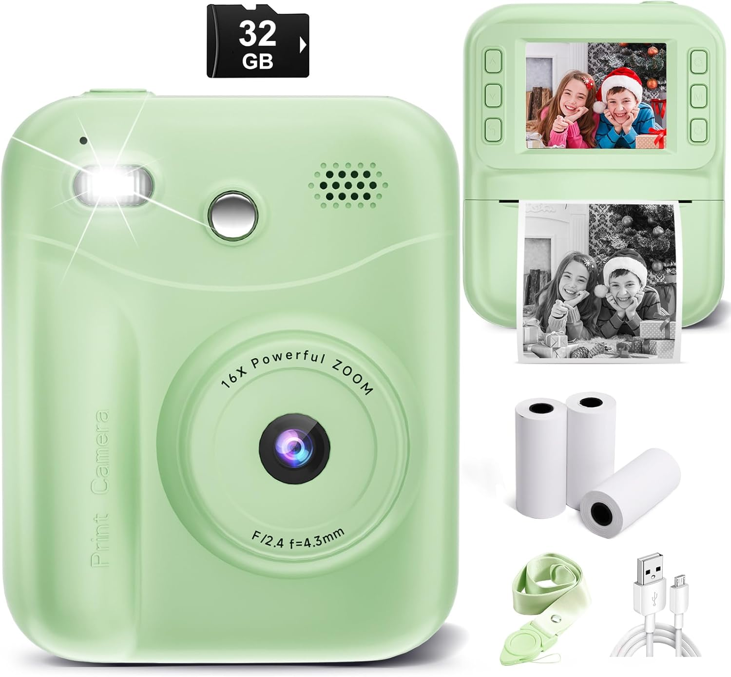 MINIBEAR Kids Camera Instant Print, Instant Print Camera for Kids Digital Camera Toddler Toys Christmas Birthday Gifts for 3 4 5 6 7 8 9 10 Year Old Boys Girls Video Camera with Print Paper