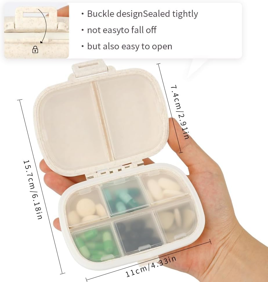 Pill Organizer 8 Compartments Daily Pill Case Small Pill Box for Pocket Purs Travel Medicine Organizer Portable Pill Container Supplement Pill Box Travel Pill Organizer Medicine Vitamin Organizer image number 4