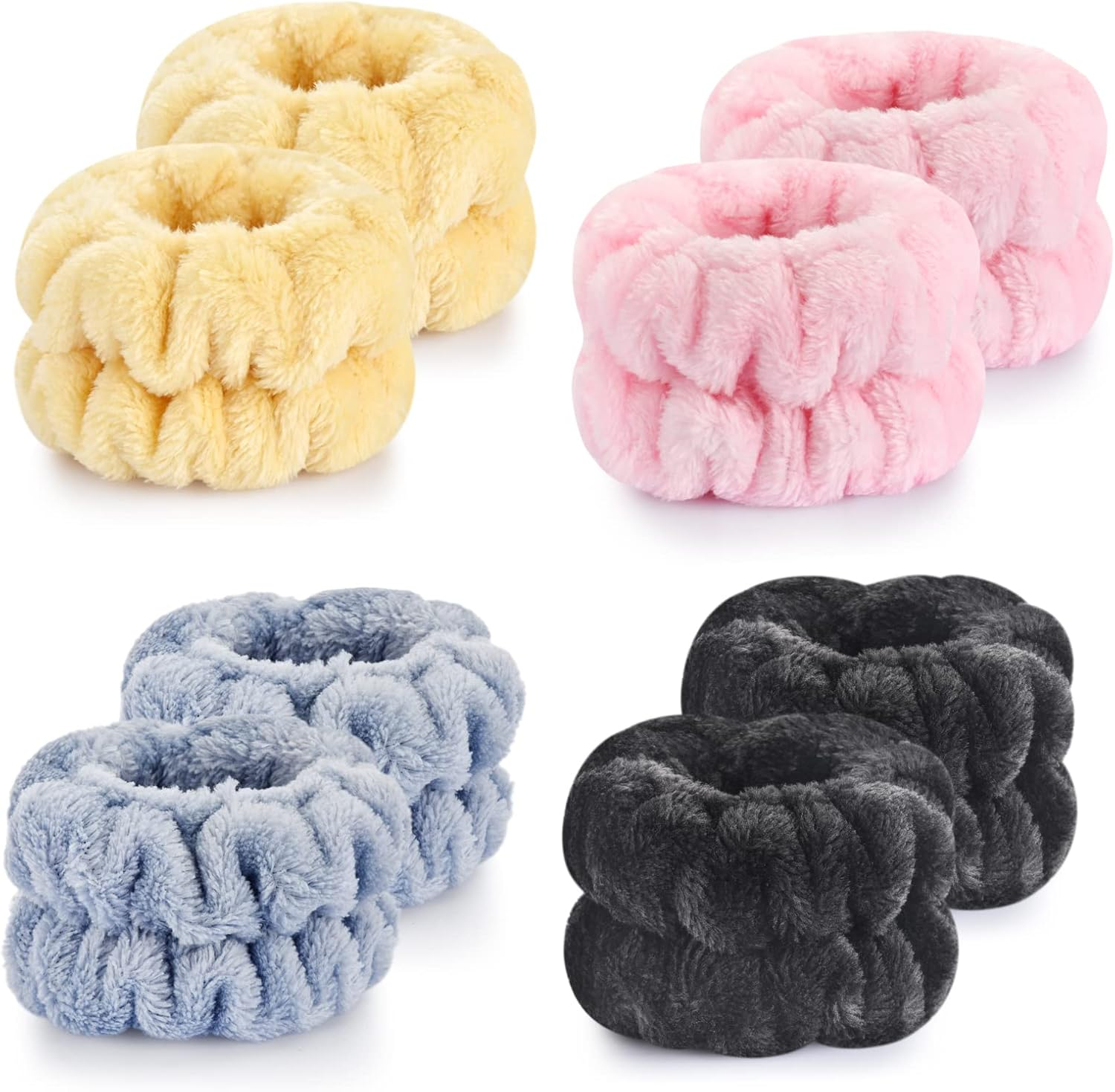 2 Pcs Wrist Towels - Microfiber Spa Wristbands for Women & Children (White)