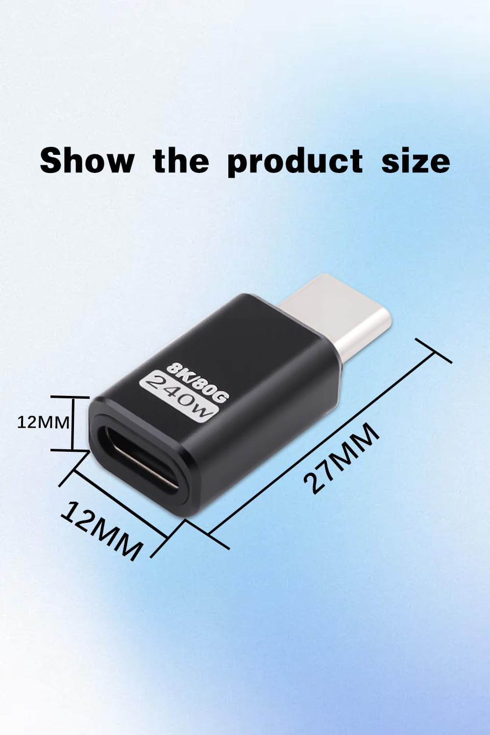 Duttek 80G 240W USB C Male to Female Adapter, USB C Extender Adapter Connector Compatible with Thunderbolt 5 Cable for Steam Deck, ROG Ally, Switch, Notebook, PC, Tablet, Phone 2 Pack