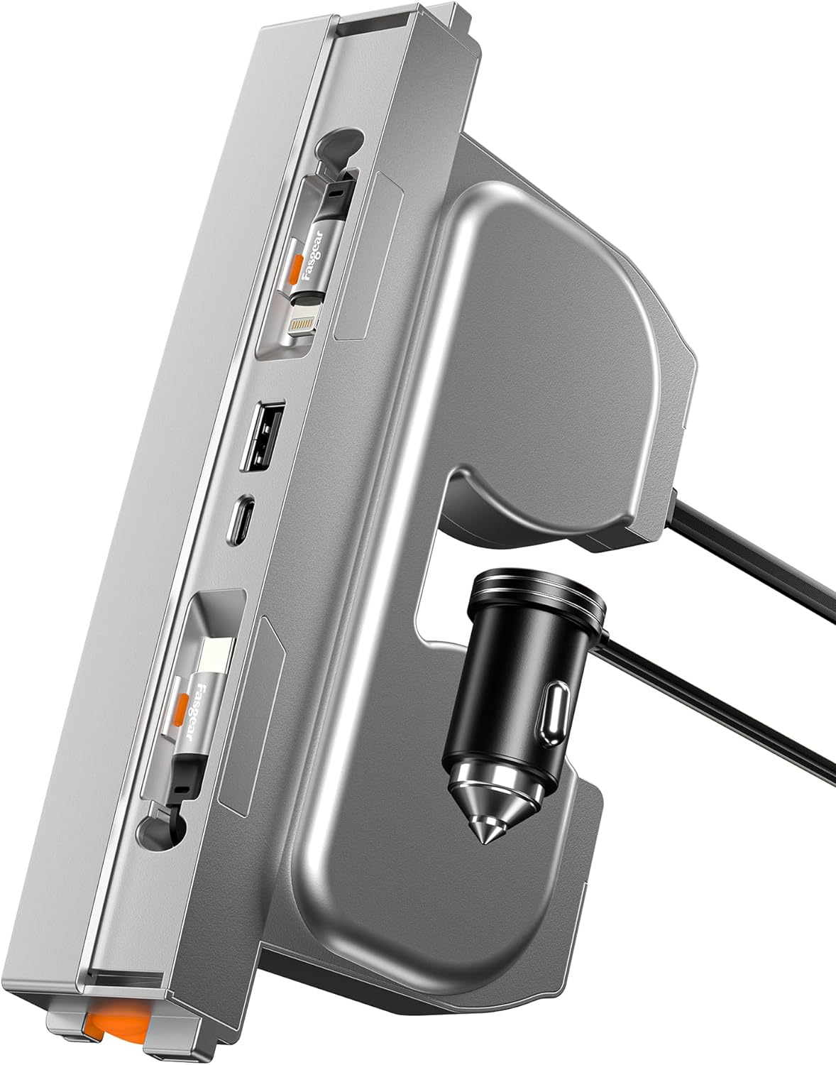 Fasgear USB Hub Docking Station 4-Ports Compatible for Tesla Model 3 Highland 2024 Car Interior Accessories, Retractable 80Cm Light-Ning and Type C Fast Charging Cable for Model 3 Center Console image number 5