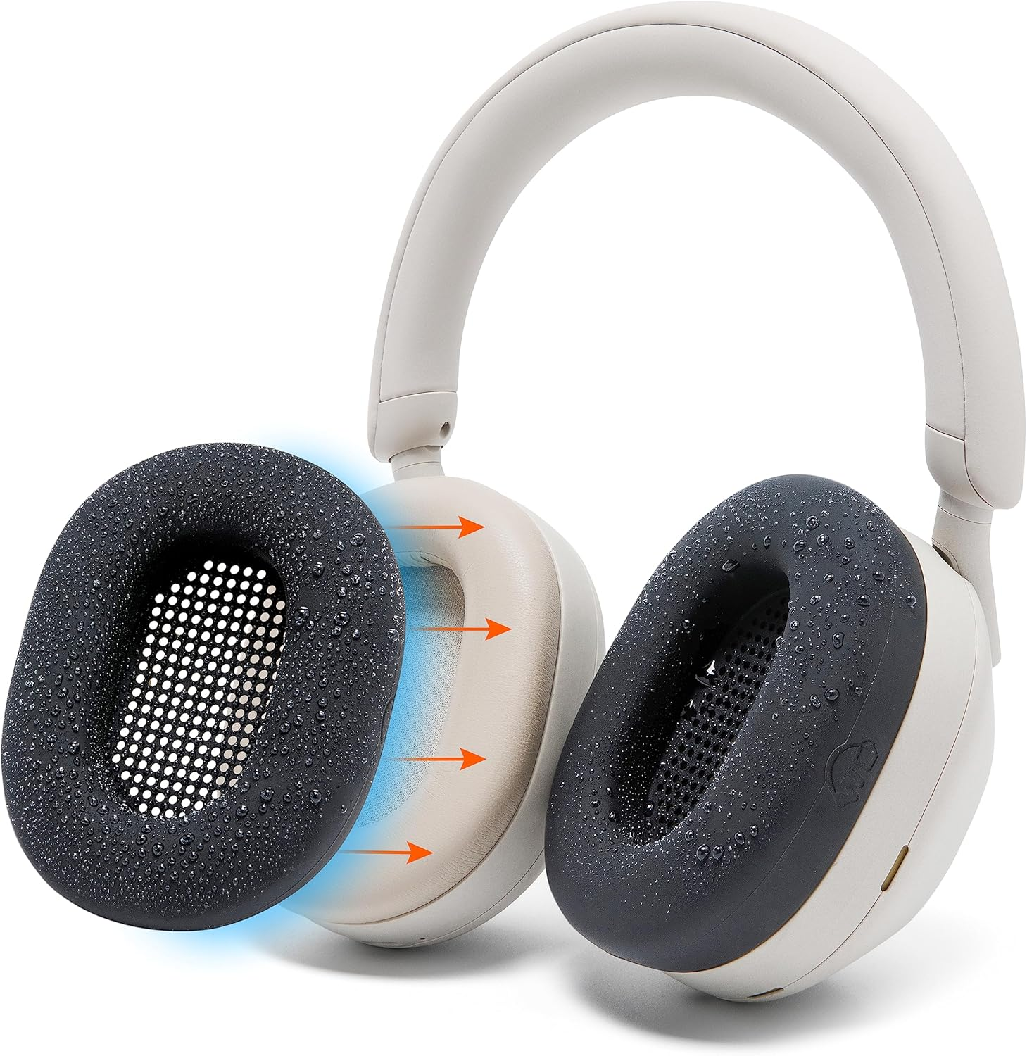 WC Sweatz XM5 - Patented Earpad Sweat Covers for Sony WH1000XM5 by Wicked Cushions | Full 360 Earpad Protection | Sweatproof & Easily Washable | Black