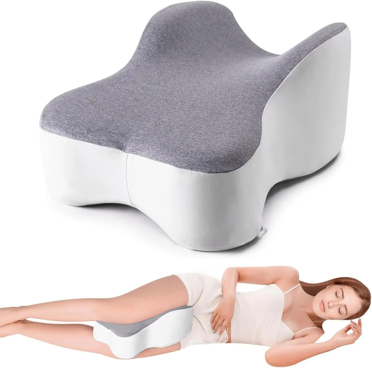 Bushora Knee Pillow for Side Sleepers,Ergonomic Leg Support Pillow with Memory Foa, Long Design for Comfortable Sleep image number 1