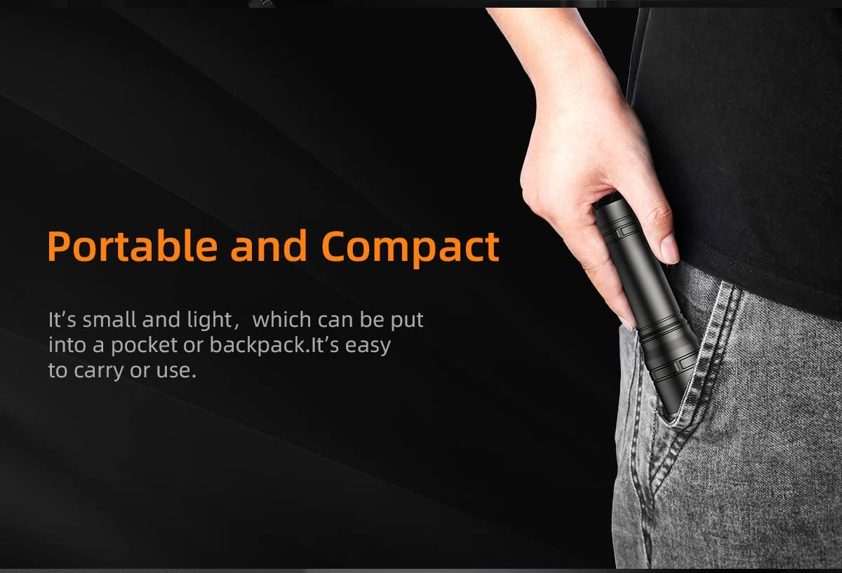 LED Flashlight, USB Rechargeable Flashlights, Bright Lightweight Flash Light, 4 Modes Tactical Waterproof Handheld Flashlight for Camping, Running, Hiking and Emergencies (Black) image number 6