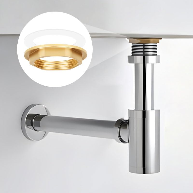 4 Pcs Brass Nut Pipe Fittings with Silicone Washers, 1 Inch BSP Female Thread Faucet Fittings Hex Lock Nut Flange Single Hole for Kitchen Basin Sink Pipes image number 1