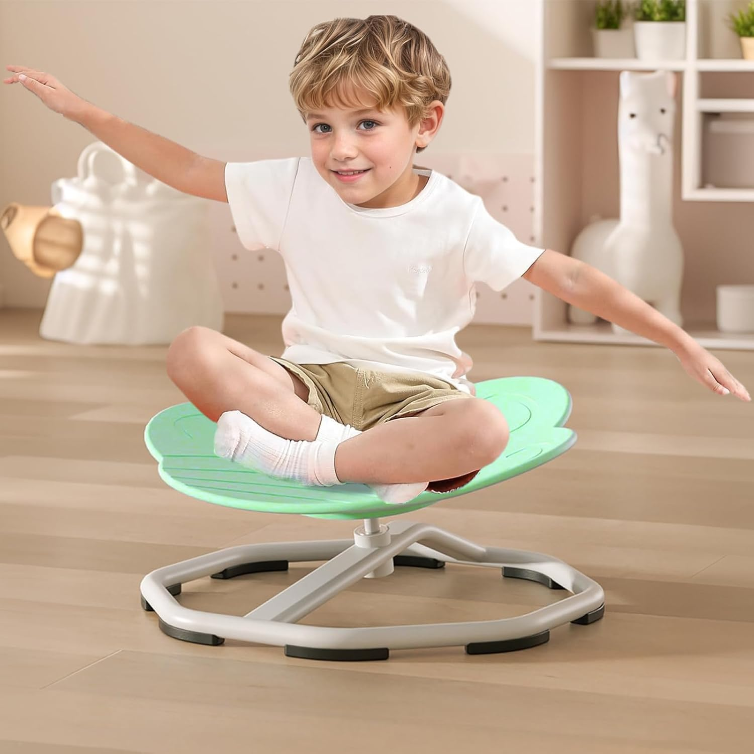 HOOMFIT Kids Spin Chair,Sensory Swivel Chair,Non Slip Balance Training Chairs,Kids Balance Toys for Body Coordination Training (Green) - Orange image number 7