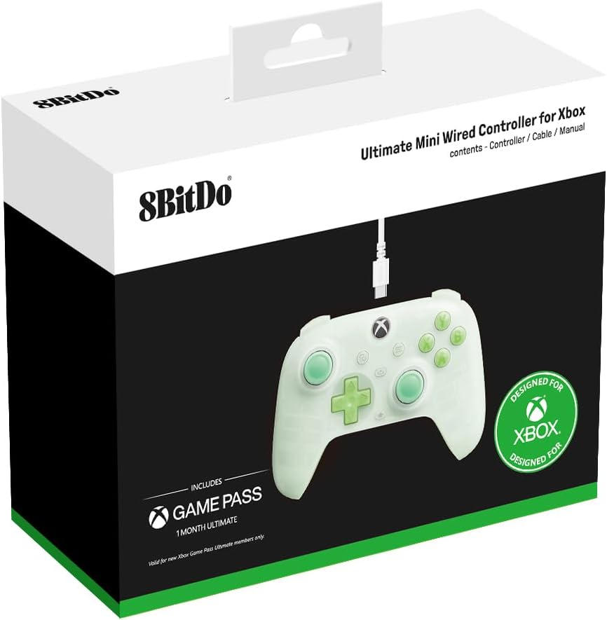 8Bitdo Ultimate Mini Wired Controller for Xbox with RGB Lighting Fire Ring, Hall Effect Joysticks and Triggers, for Xbox Series X|S, Xbox One, Windows 10/11 - Officially Licensed (Translucent Green) image number 6