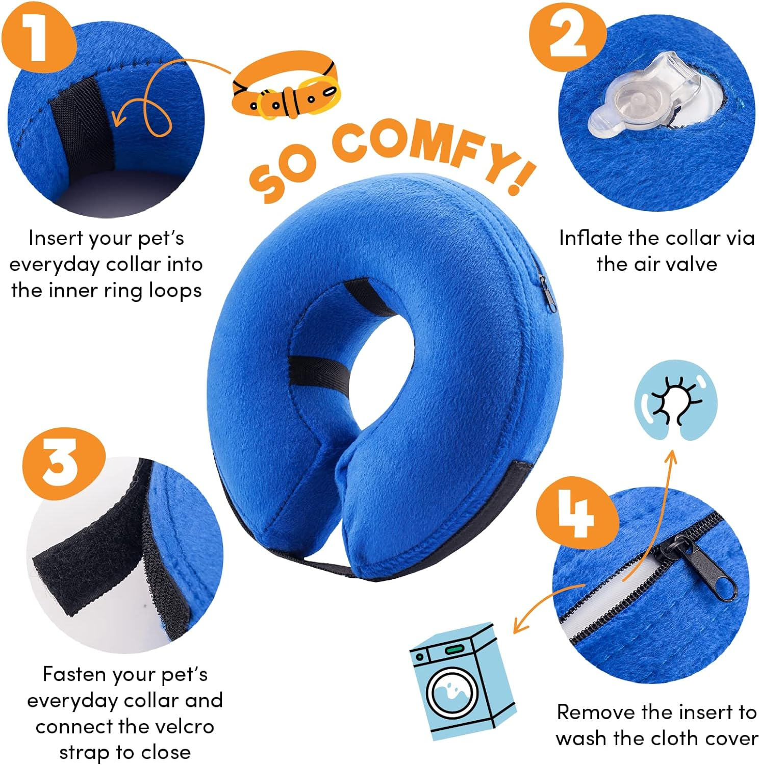 Protective Inflatable Collar for Dogs and Cats - Soft Pet Recovery Collar Does Not Block Vision E-Collar (X-Large)