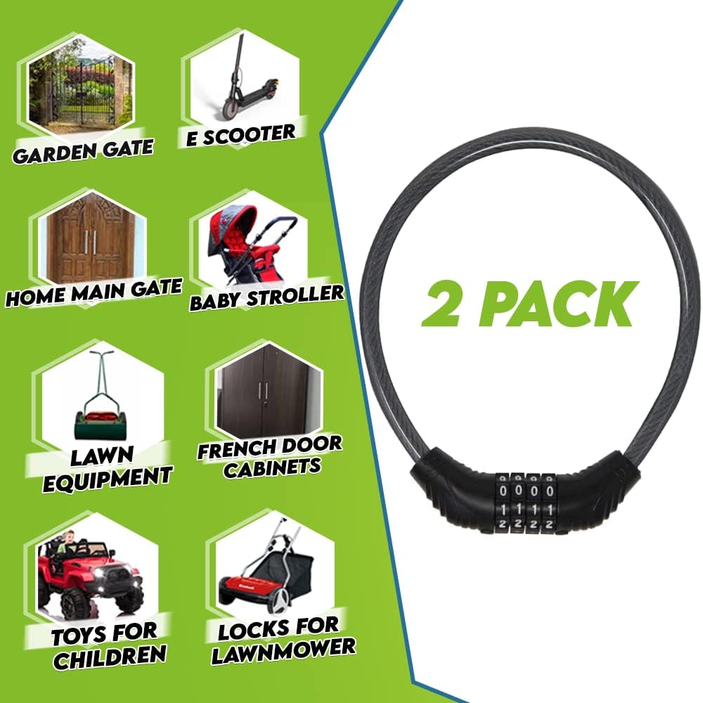 Urban August Fridge Lock: Multi-Functional Cable Combination Lock, for French-Door Refrigerators and Cabinets (Two) image number 5