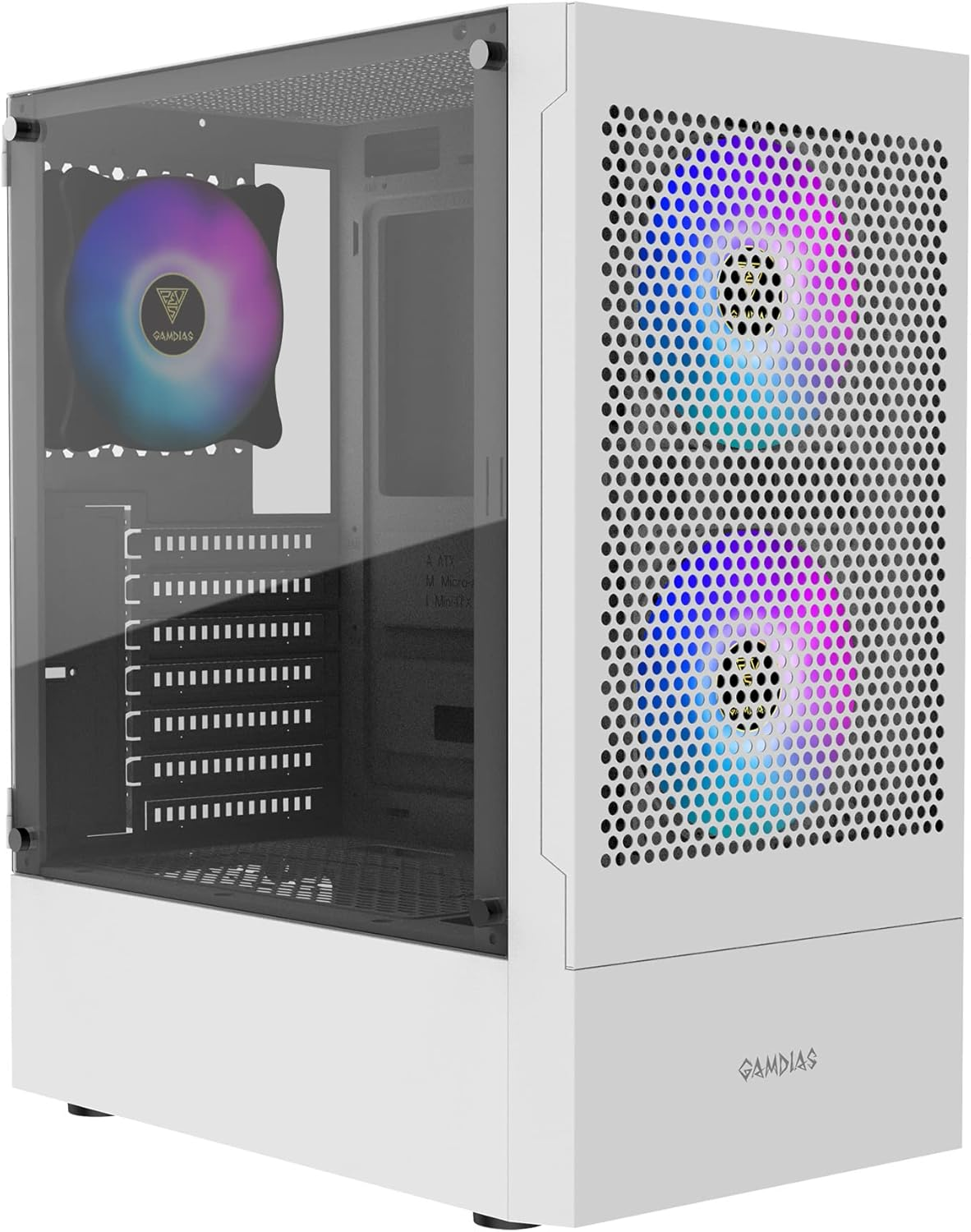 GAMDIAS Zeus White RGB Gaming ATX Mid Tower Computer PC Case with Side Tempered Glass Panel and a Magnetic Dust Filter & 3 Built-In 120Mm ARGB Fans image number 5