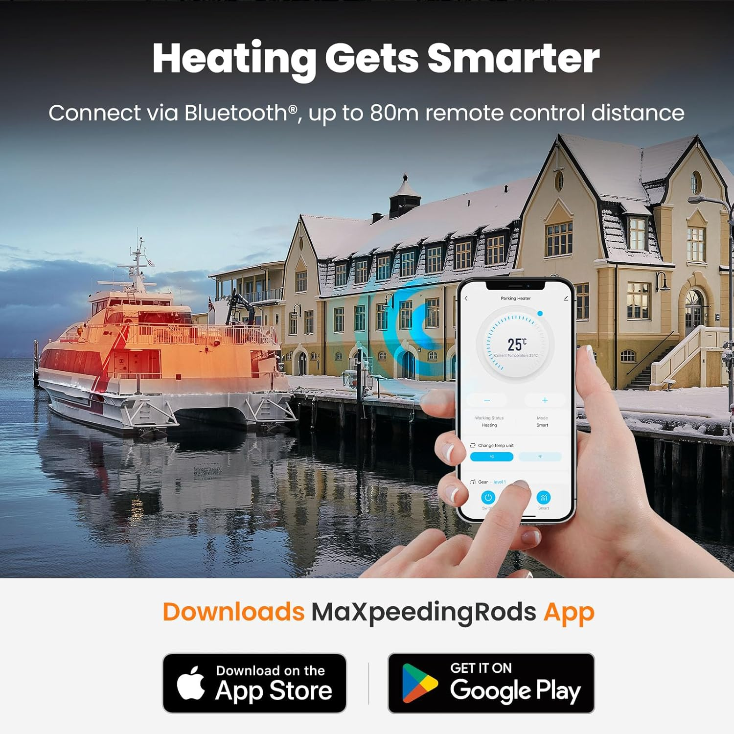 Maxpeedingrods Diesel Heater 5KW 12V, Bluetooth App, All-In-One W/Automatic Altitude Adjustment Control Air Heater for Campers Camping RV Boat Trailer Van Greenhouse image number 1