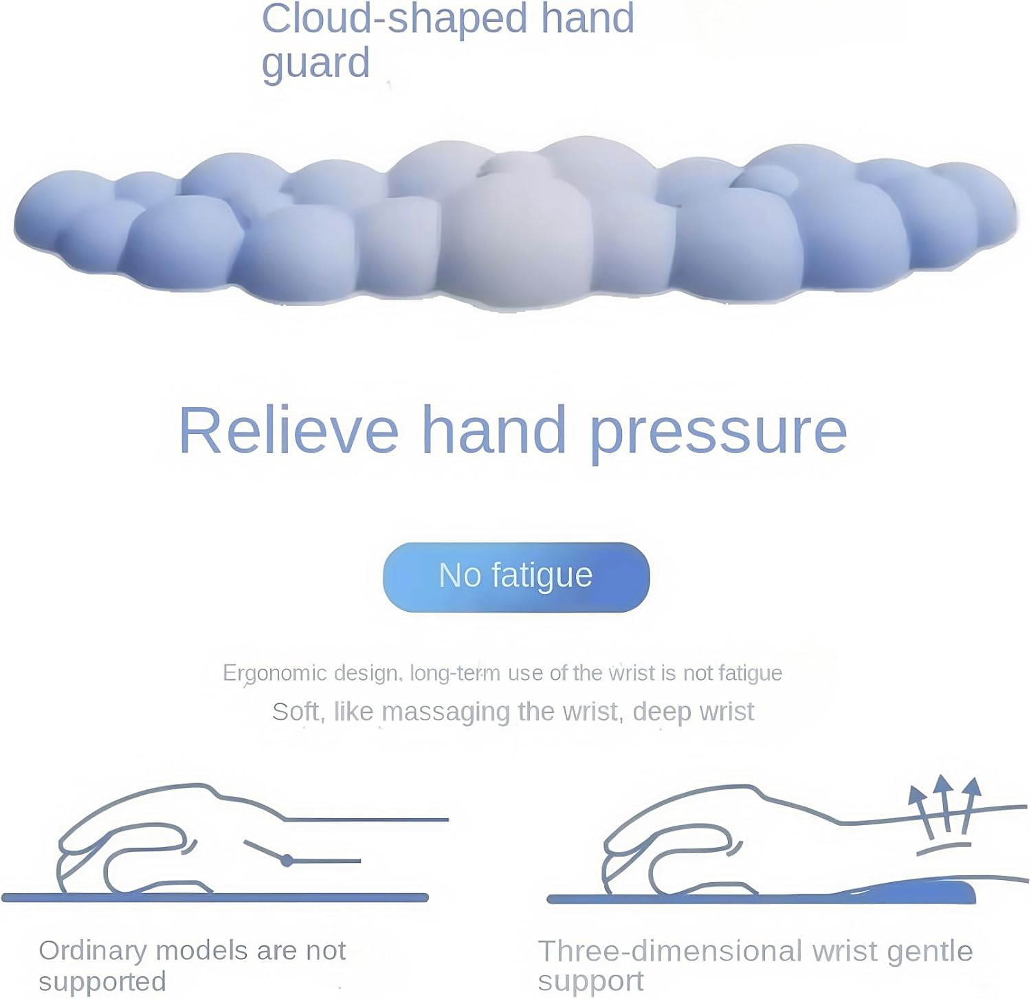 Cloud Wrist Rest Support Pad Set for Keyboard and Mouse, Cute Ergonomic Computer Gaming Accessories Arm Rest Cushion for Desk (Grey)