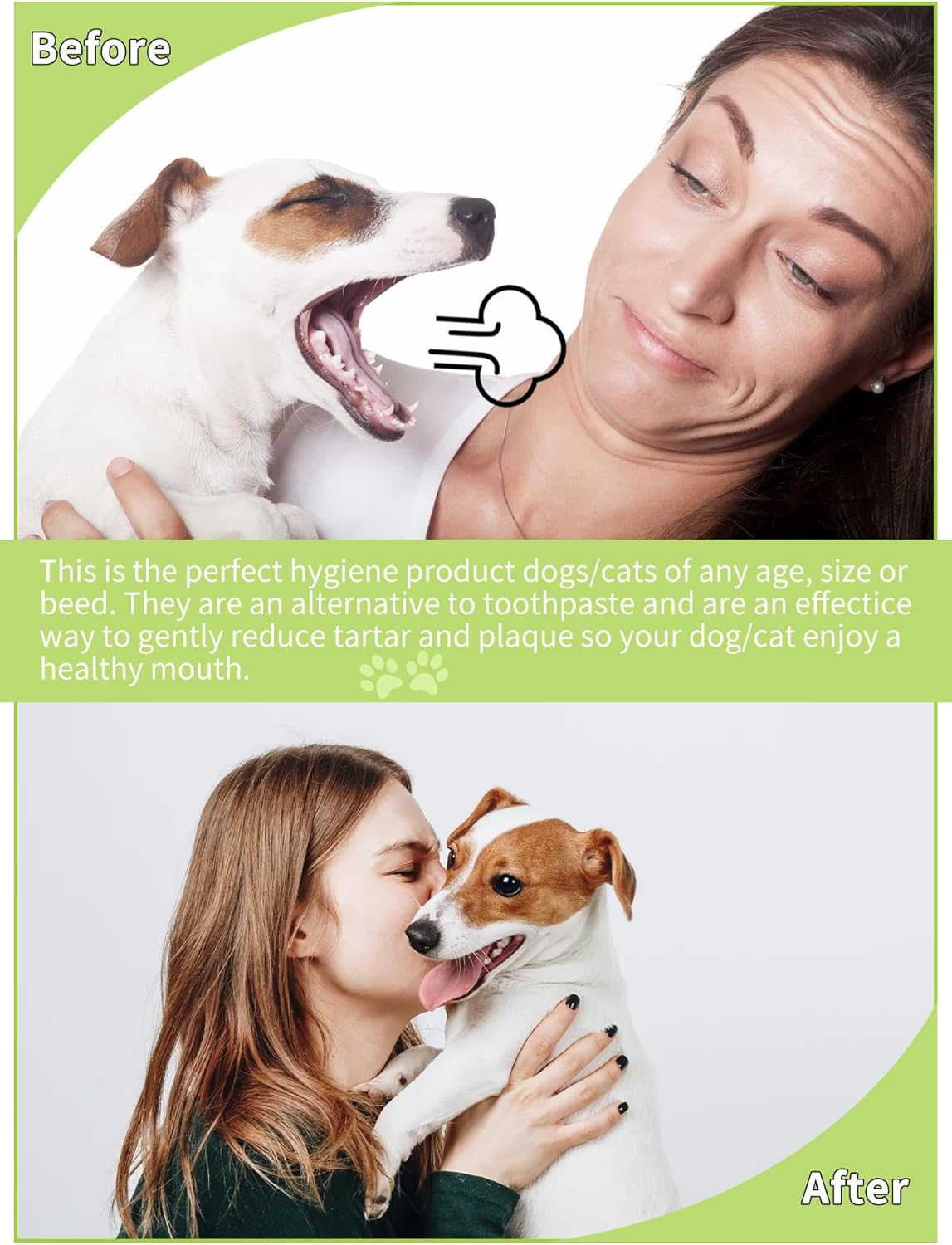 Dental Care Finger Wipes, 20-Pack, Pre-Moistened Pet Teeth Cleaning Wipes for Dogs and Cats, Tartar and Plaque Control image number 3