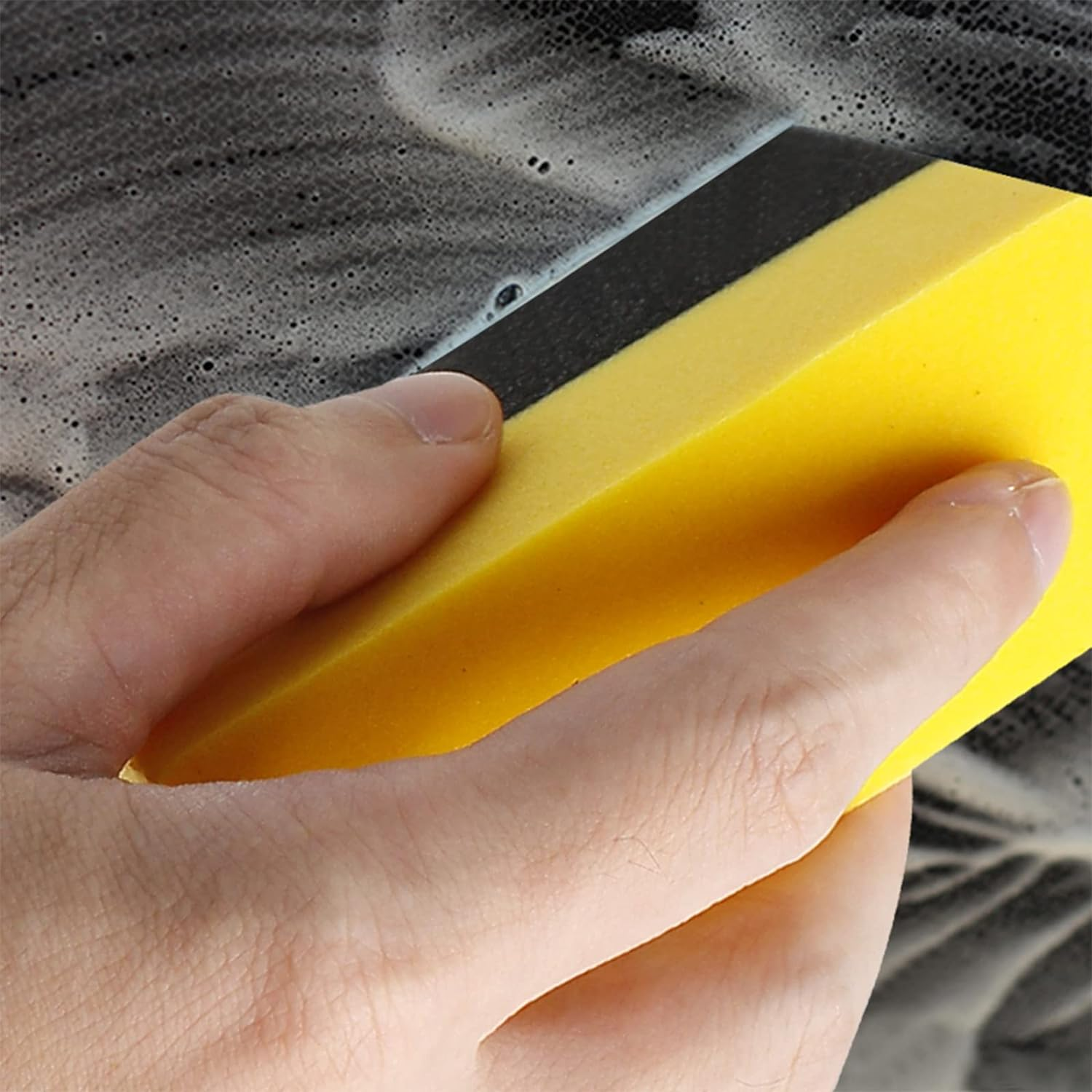 6 Pcs Tire Applicator Dressing Shine Sponge, Tire Dressing Applicator Pads, Color Polishing Sponge for Car Glass, Painted Steel & Porcelain, Yellow image number 5