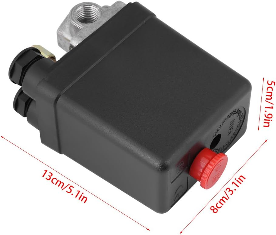 240V 16A Four Port Air Compressor Pressure Switch Control 90-120PSI, Easy Install, Long Lifespan with Compressor Switch Control, Four Female Air Inlet Port image number 6