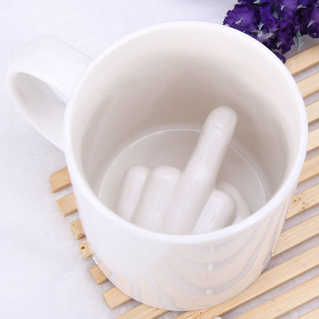 Ceramic Middle Finger Coffee Cup,Middle Finger Coffee Mug with 3D Funny Middle Finger inside for Best April Fool'S Day, Valentine'S Day, Birthday Gift image number 2