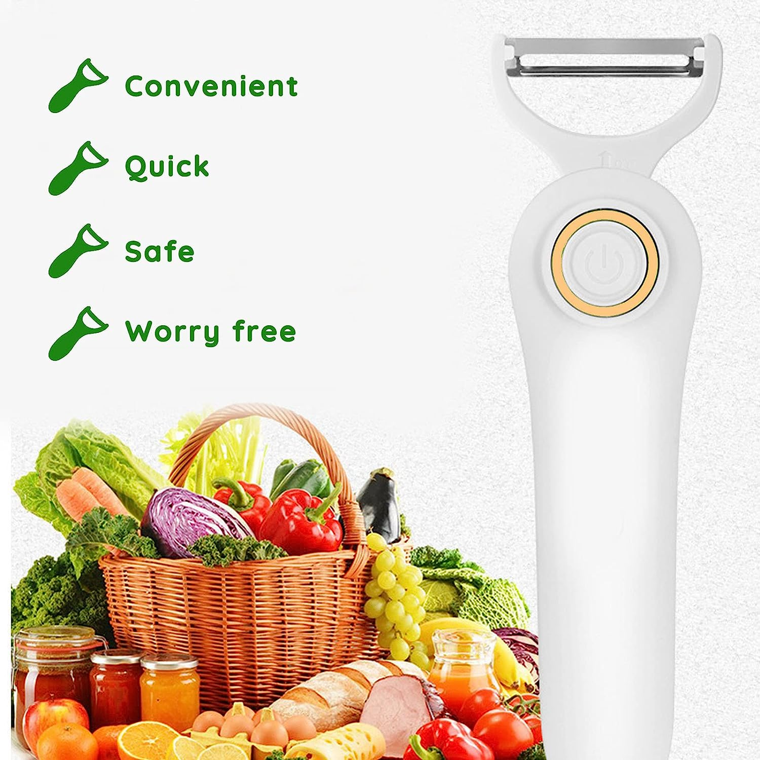 Electric Fruit Vegetable Peeler, Handheld Manual Peeler, Potato Peeler Electric, with Three Stainless Steel Paring Knife, for Kitchen Carrot Potato Cucumber image number 4