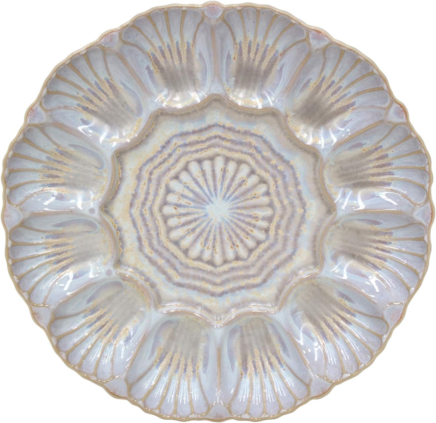Costa Nova STD251N Costa Nova Plate, Appetizer Plate, Divided Plate, Appetizer Dish, Approx. 9.8 Inches (25 Cm), Microwave, Dishwasher Safe, Crystal, Pearl, Rainbow Color, Nacal