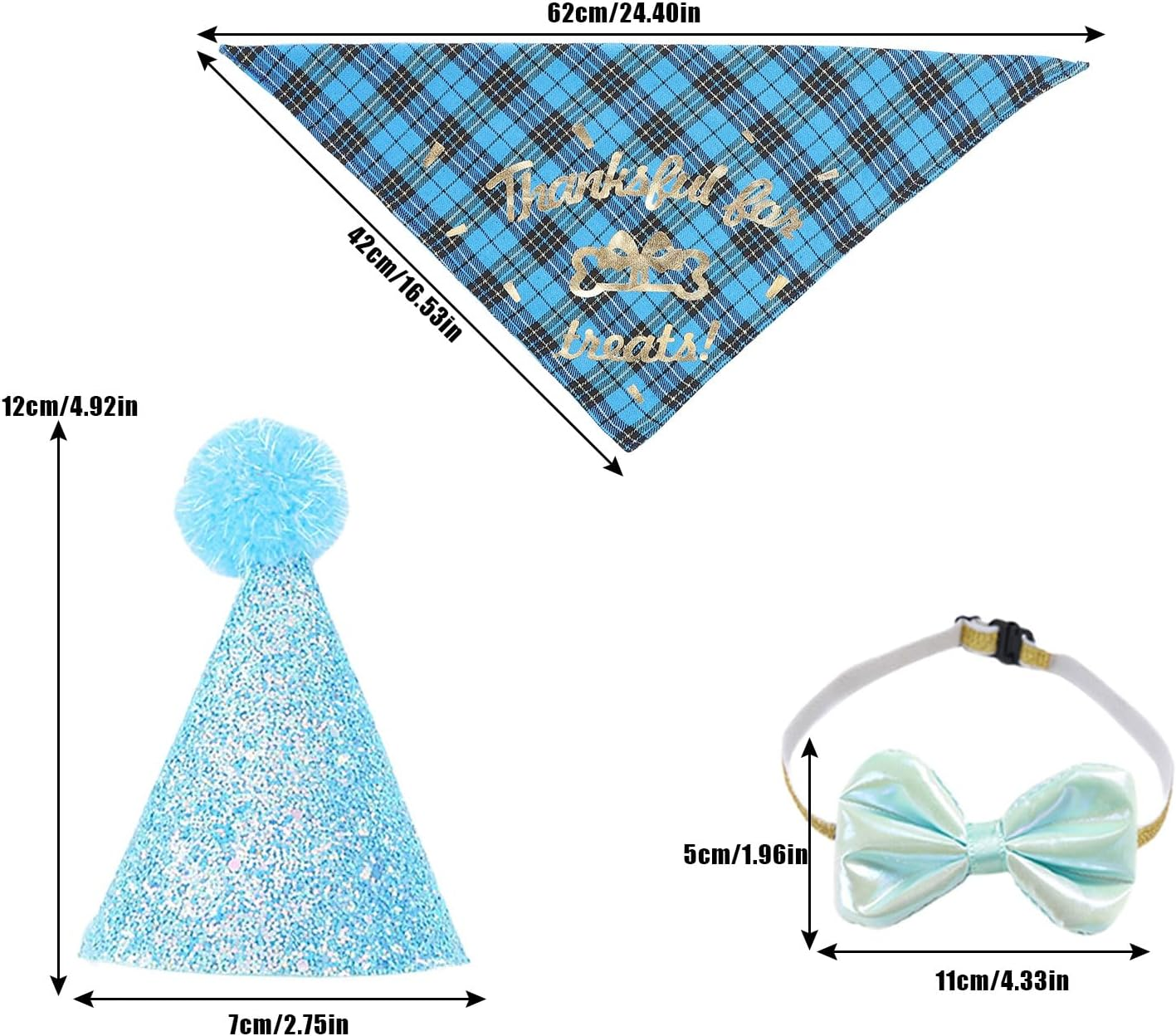 Dog Birthday Party Supplies,Dog Birthday Hat and Bandana Blue with Dog Bow Tie and Balloons,Lets Pawty Happy Birthday Banner for Pet Puppy Cats Small Medium Dogs (Dog Birthday Decorations Blue)