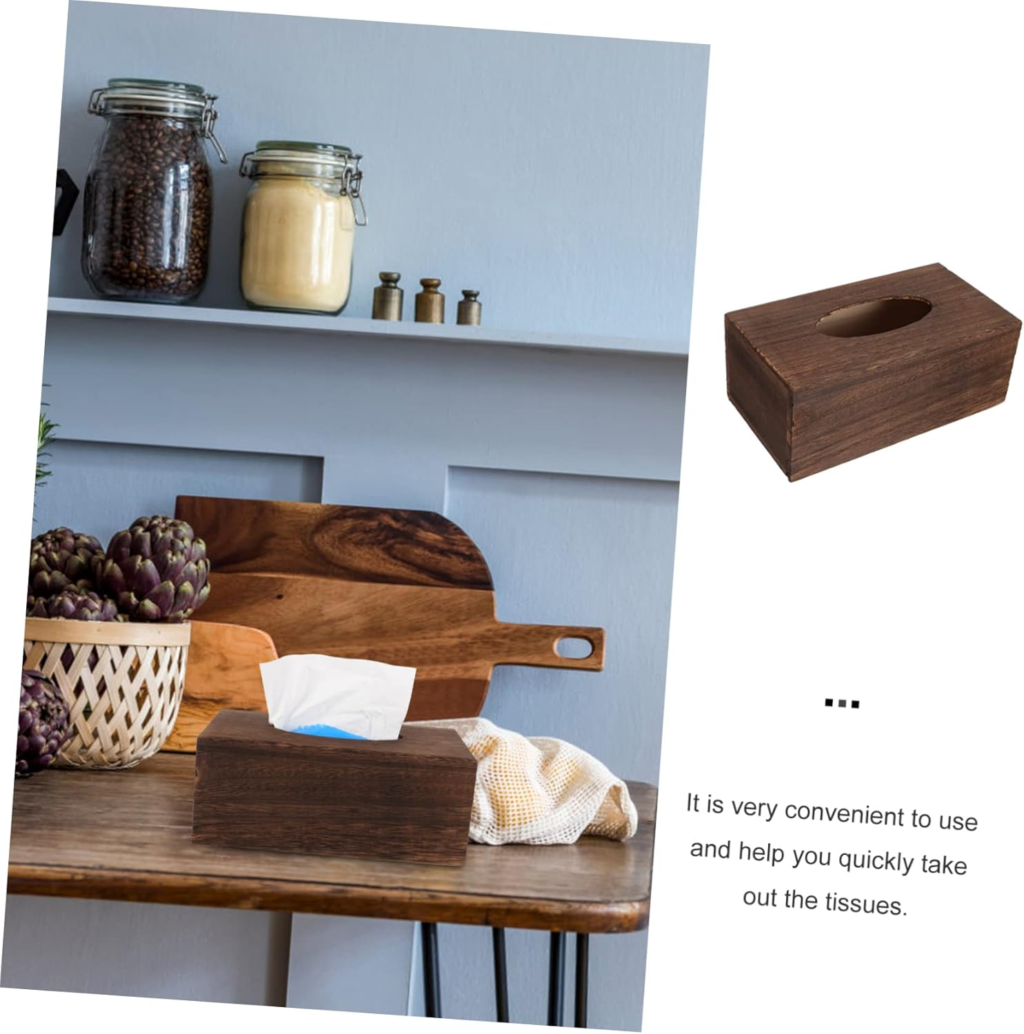 Alipis Elegant Fir Wood Tissue Box Napkin Storage Creative Decor for Living Room Tissue Box Holder image number 3