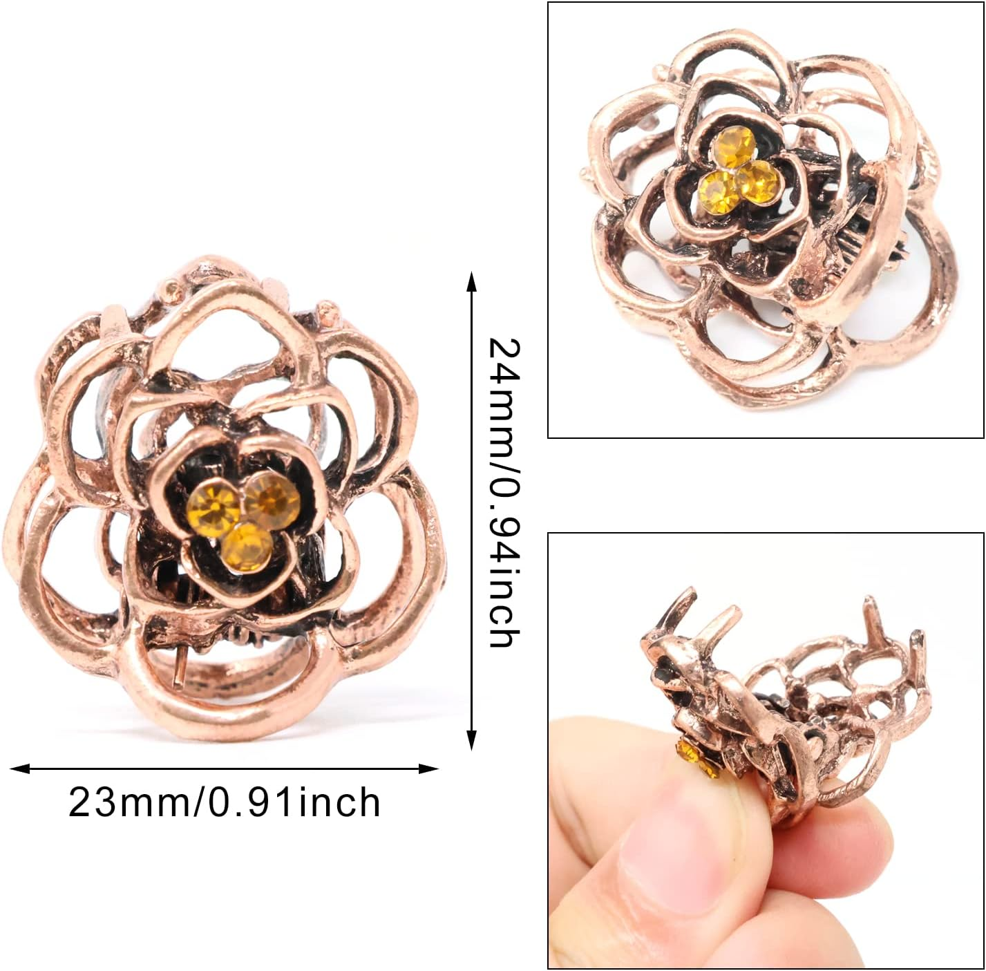 Honbay 8PCS Mini Vintage Rose Hair Claw Clips Sweet Hair Clips Small Hair Barrettes Decorative Hair Accessories for Wedding Party or Daily image number 4