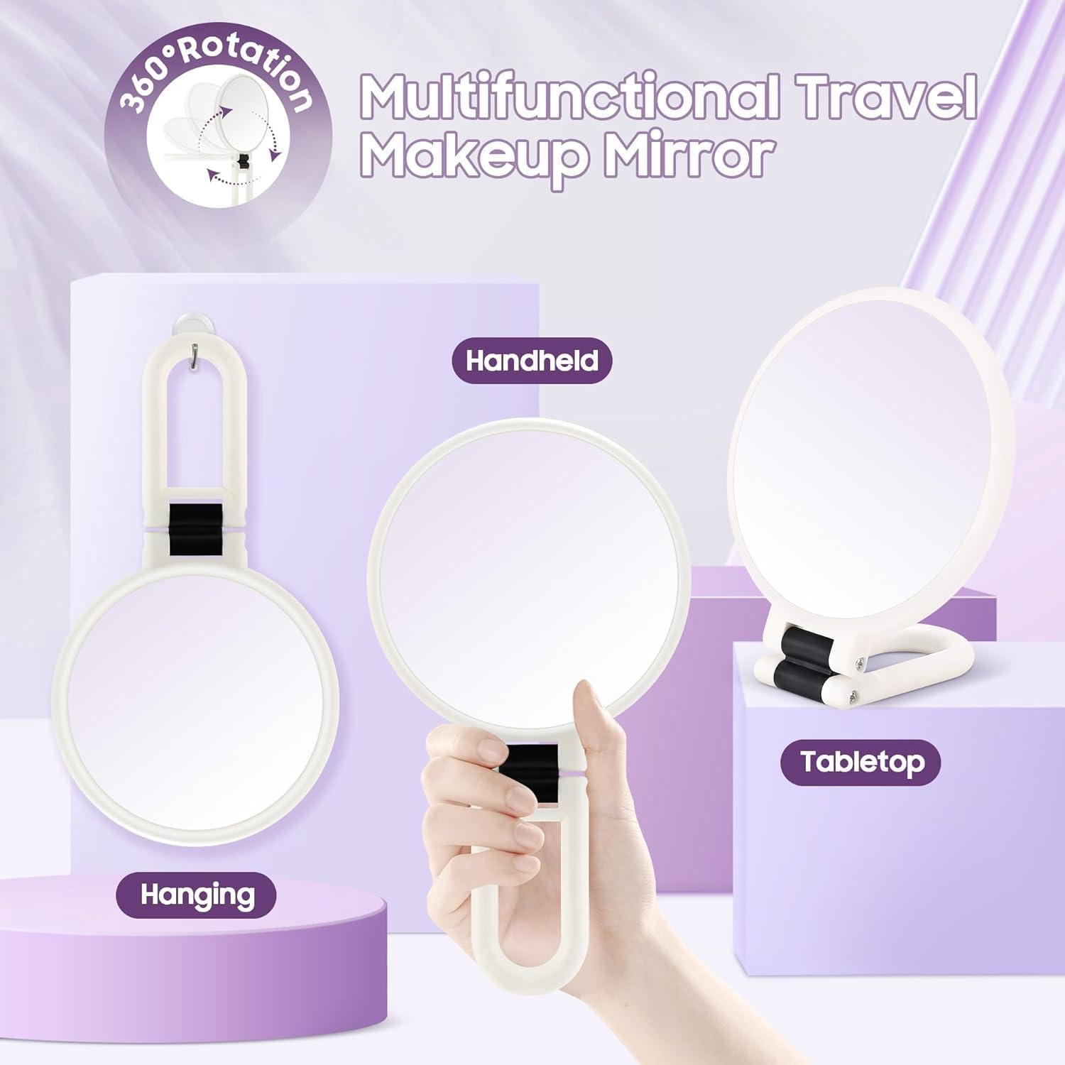 Valentine'S Day Gift 40X Magnifying Mirror &ndash; Double-Sided Hand Mirror with 40X/1X Magnification, Foldable & Portable Makeup Mirror for Travel, Eyebrow Plucking, Eyelash Application (White)